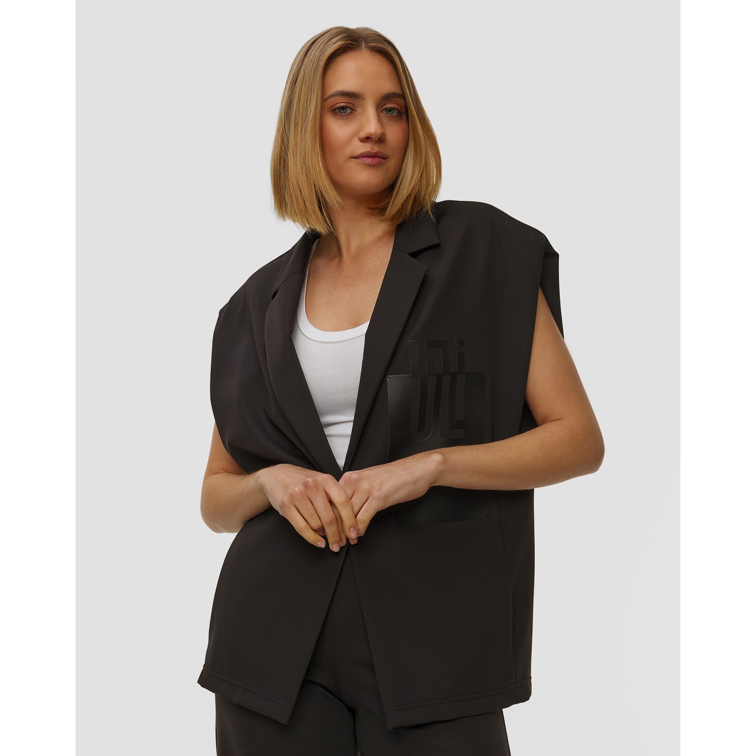 Czarna Marynarka Bez Rękawów Sportalm