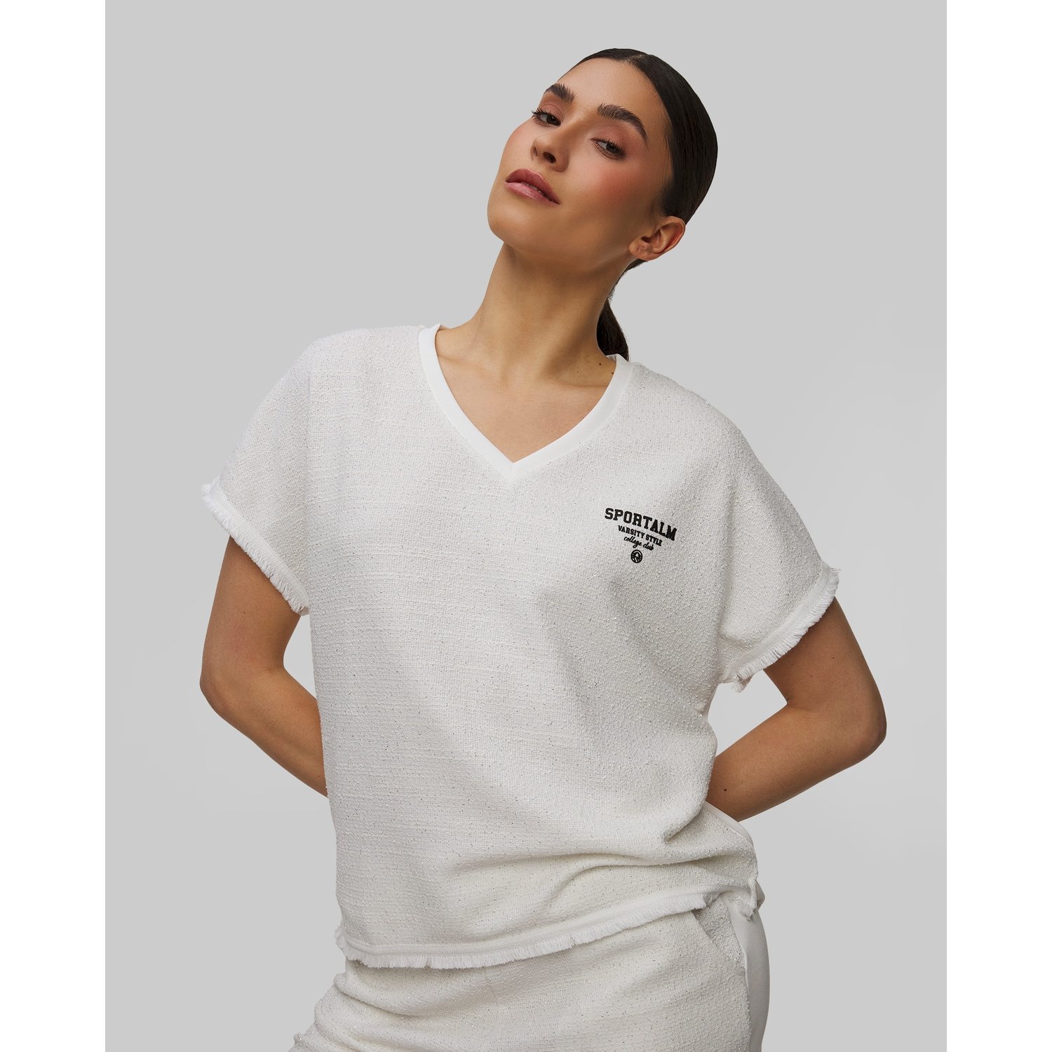 Biały T-shirt Damski Bouclé Sportalm