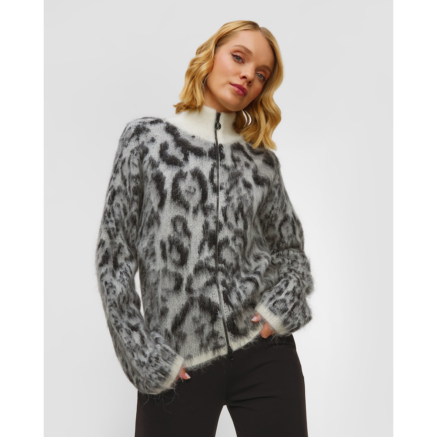 Sweter Rozpinany W Panterkę Damski Sportalm