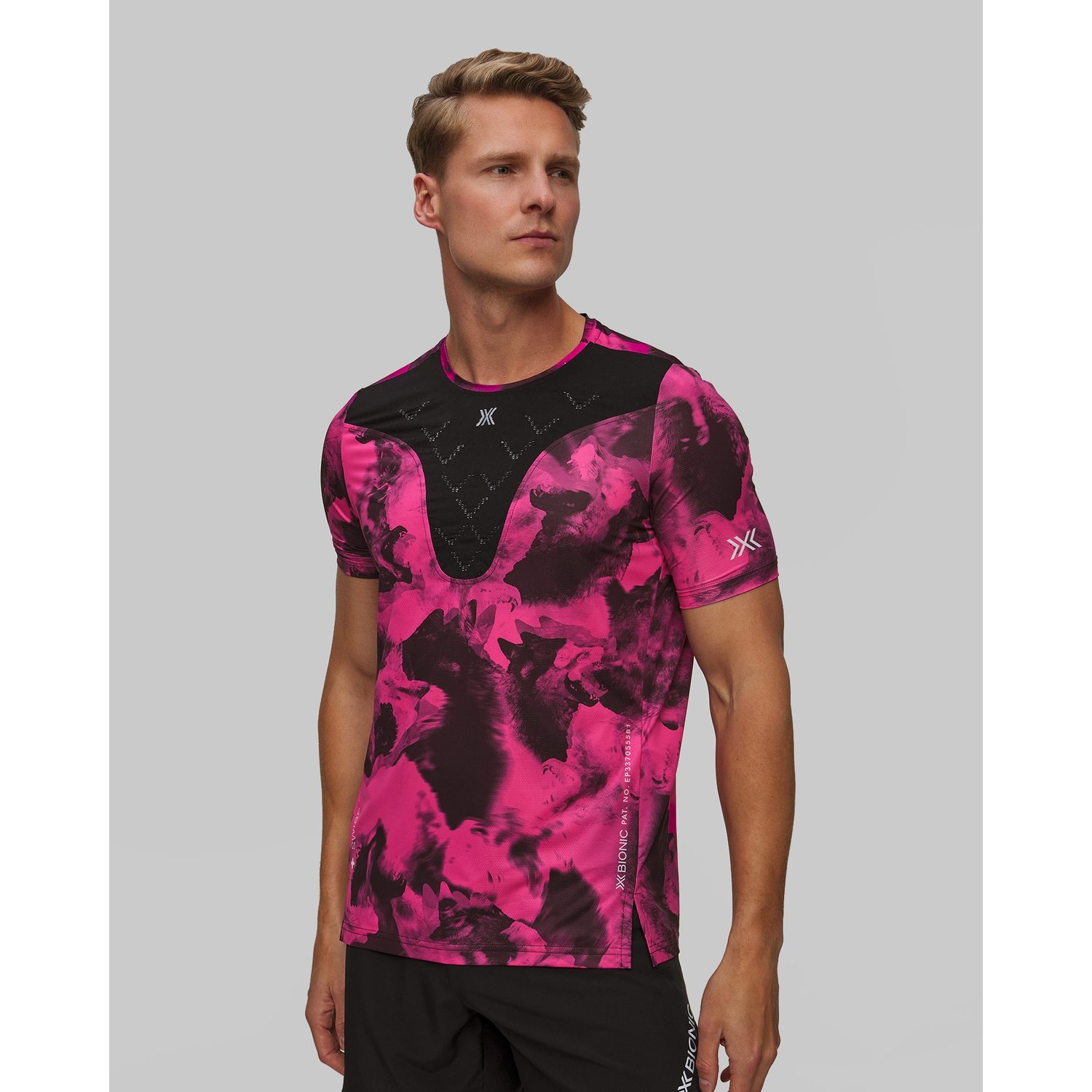 Koszulka Biegowa Męska X-bionic Corefusion Run Shirt Czarno-różowa