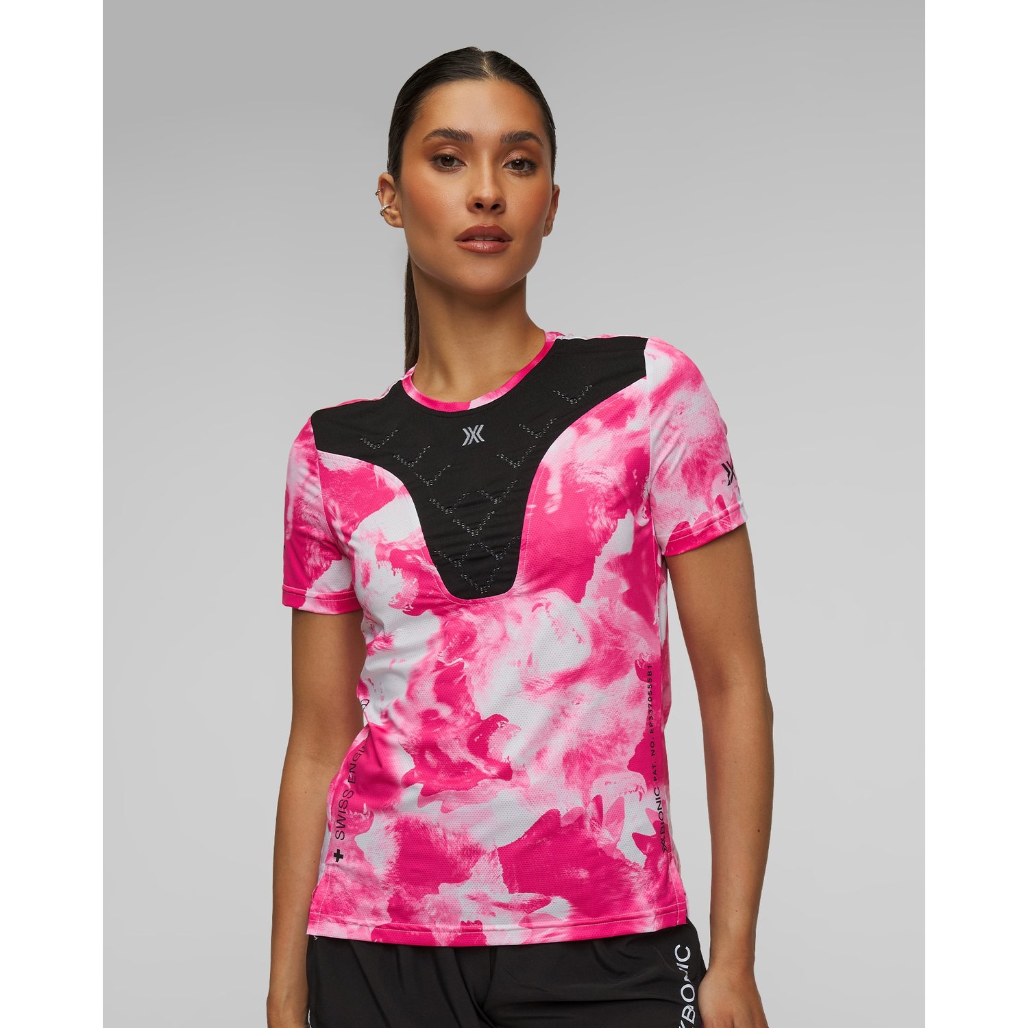 Koszulka Biegowa Damska X-bionic Corefusion Run Shirt Czarno-różowa
