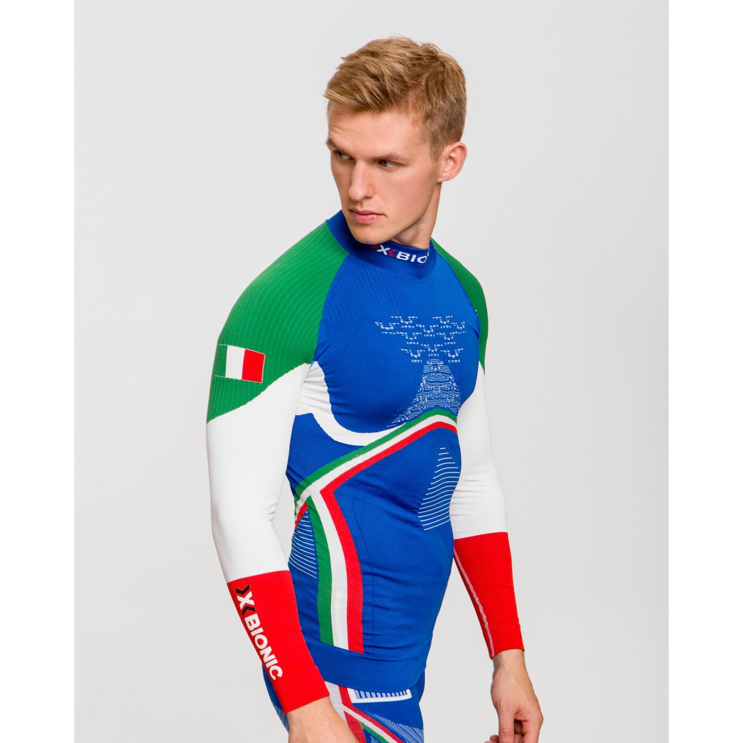 Longsleeve Termoaktywny Z Półgolfem Męski X-bionic Energy Accumulator 4.0 Patriot Italy