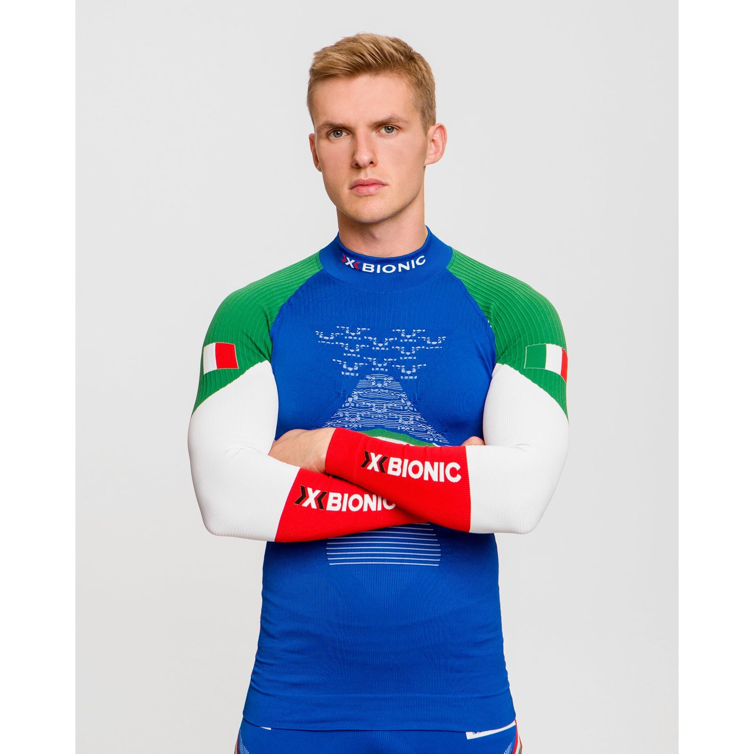 Longsleeve Termoaktywny Z Półgolfem Męski X-bionic Energy Accumulator 4.0 Patriot Italy