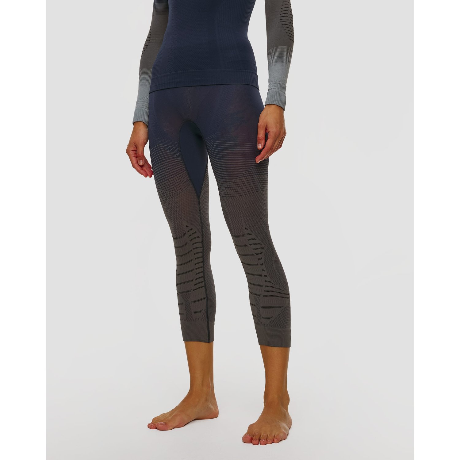 Leginsy termoaktywne 3/4 damskie X-Bionic Invent Graphics niebiesko-szare