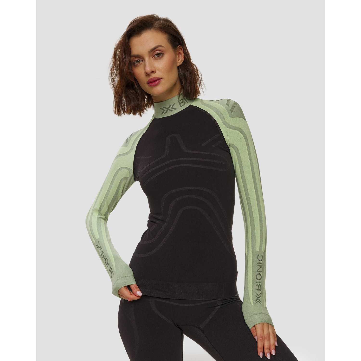 Longsleeve Termoaktywny Damski X-bionic Heatloop Shirt Ls Czarno-zielony
