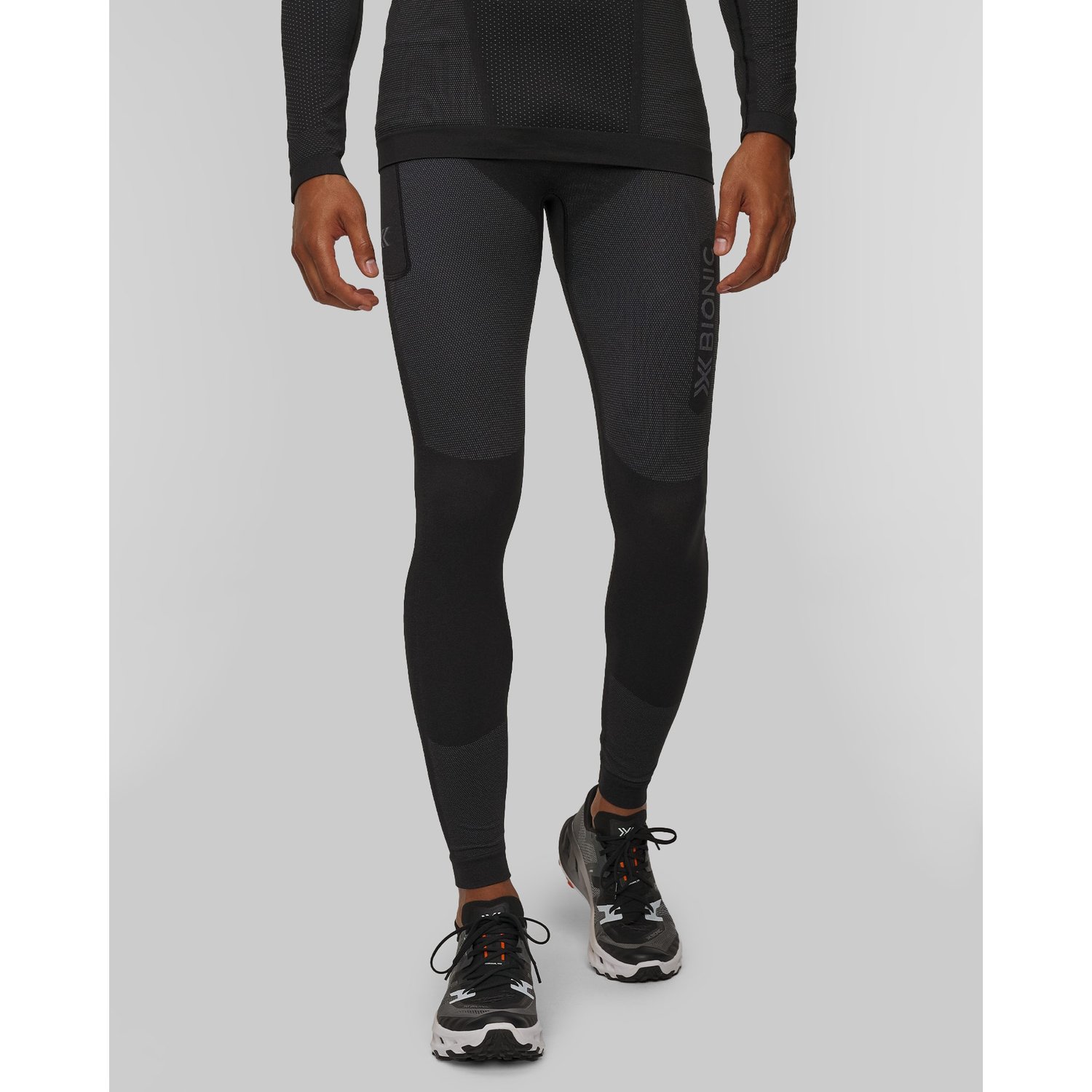 Leginsy Biegowe Męskie X-bionic Xceed Run Long Tights Czarno-szare