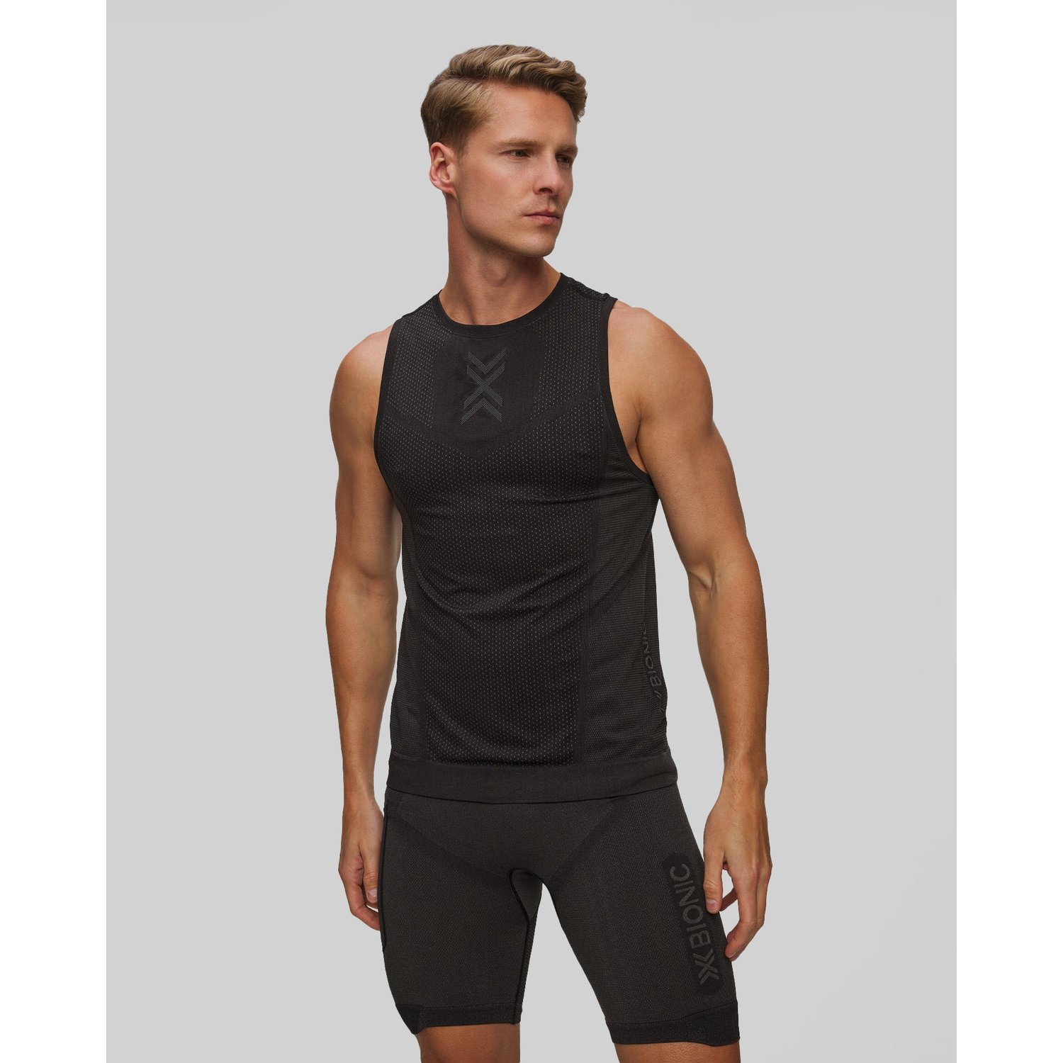 Singlet Biegowy Męska X-bionic Xceed Run Tank Top Czarno-szary