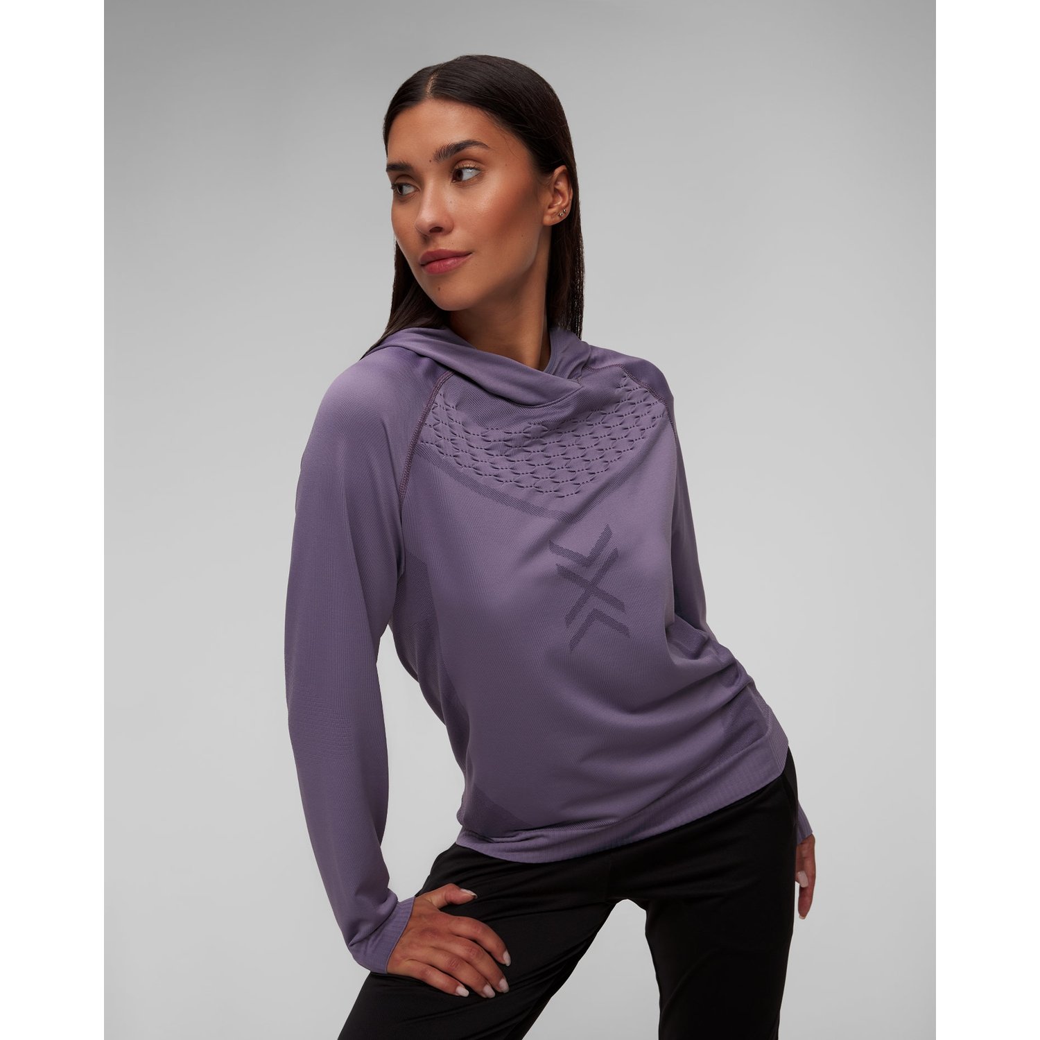 Bluza Z Kapturem Damska X-bionic X-ential Hoody Ls Fioletowa