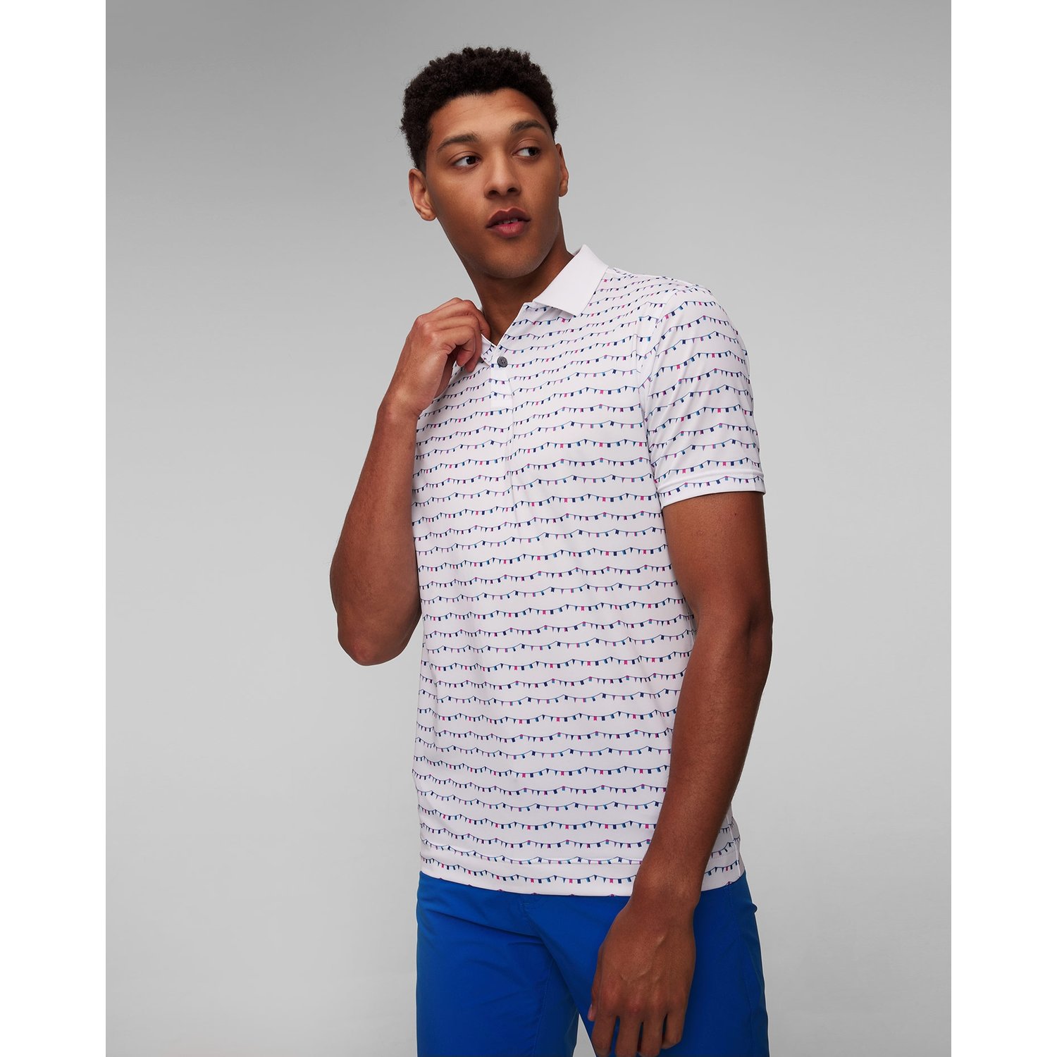 Białe Polo Męskie Footjoy Eu Flag Banner Print