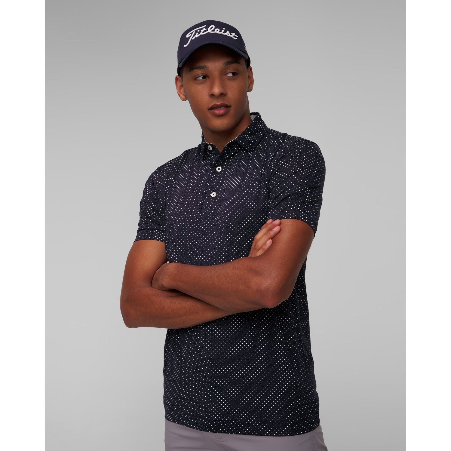 Granatowe Polo Męskie Footjoy Eu S.lisle Dot Prt
