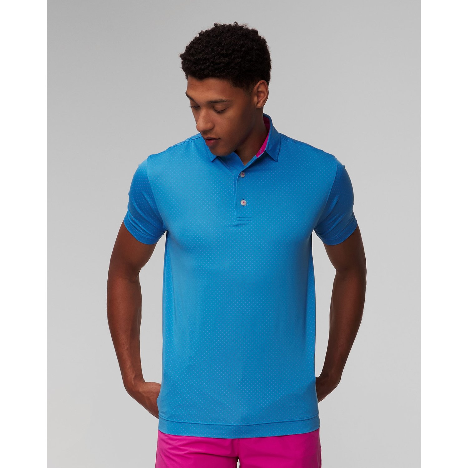 Niebieskie Polo Męskie Footjoy Eu S.lisle Dot Prt