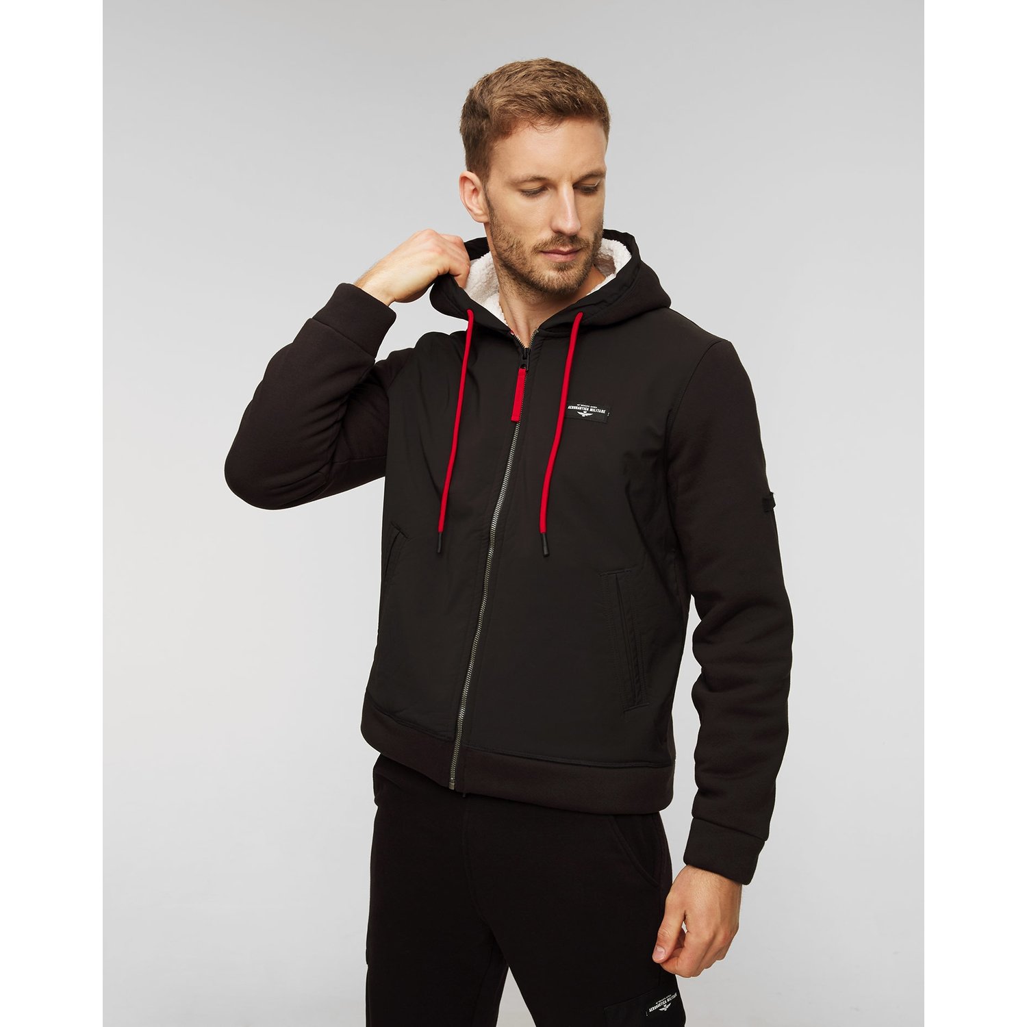 Czarna Bluza Męska Z Kapturem Aeronautica Militare