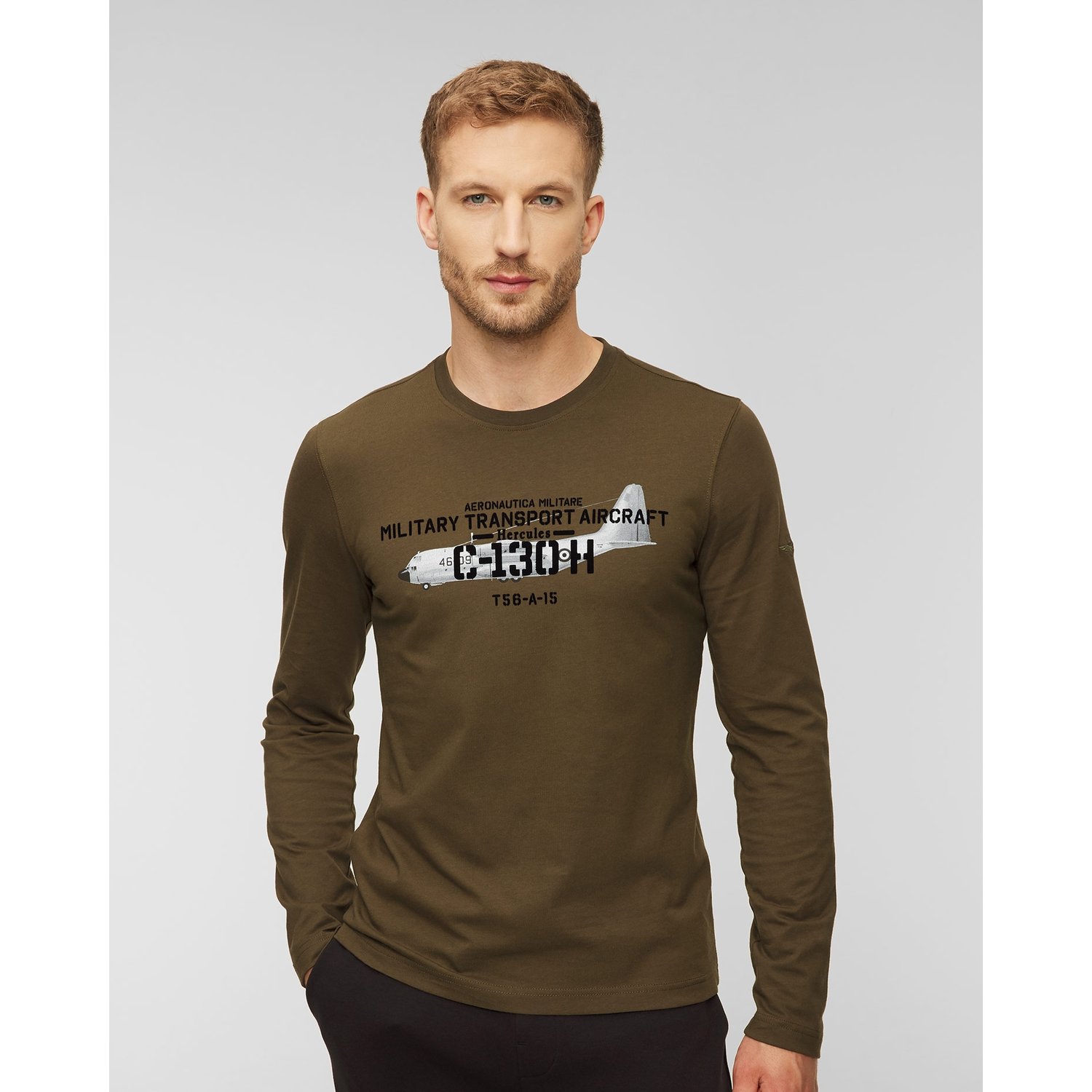 T-shirt Z Długim Rękawem Męski Aeronautica Militare Zielony