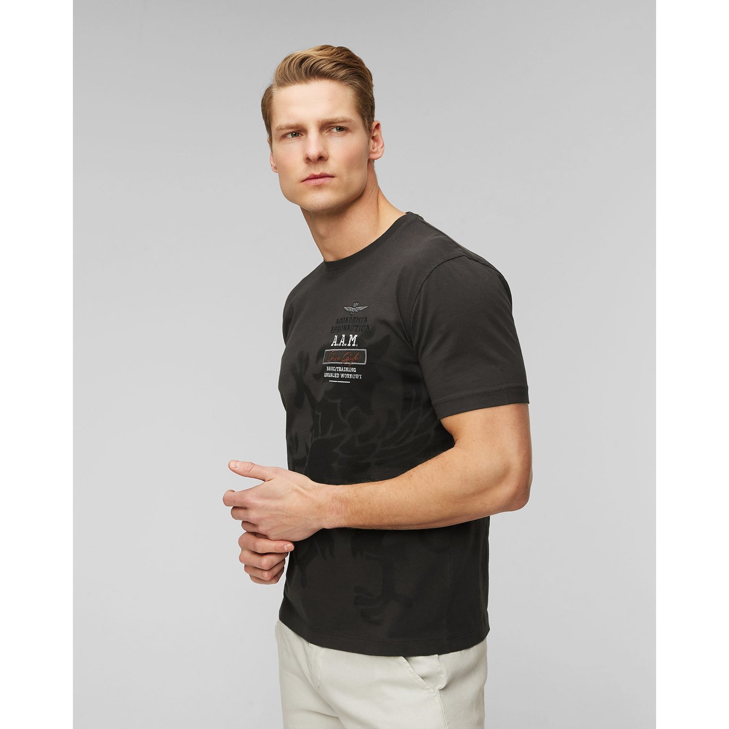 Grafitowy T-shirt Męski Aeronautica Militare