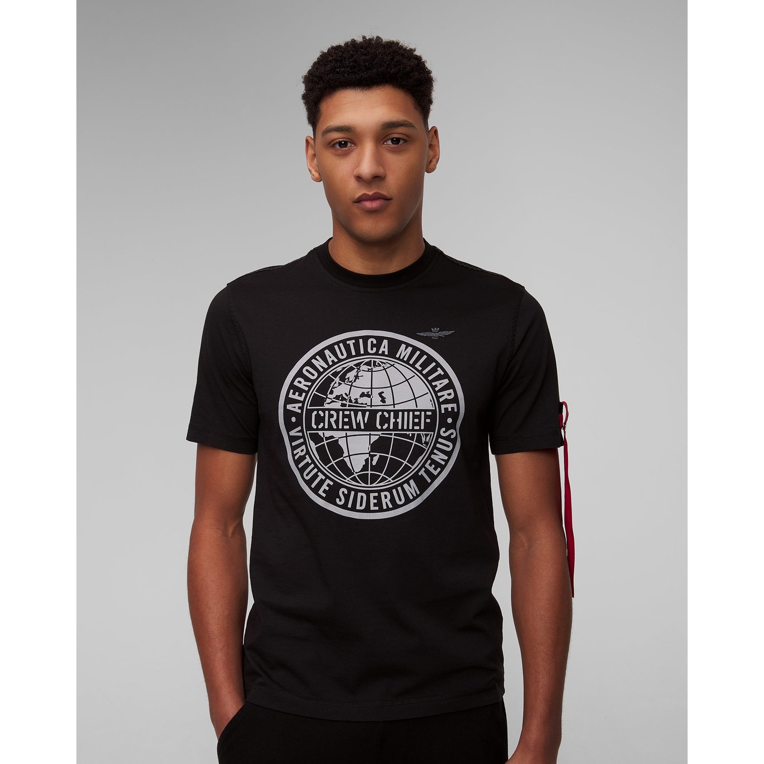 Czarny T-shirt Męski Aeronautica Militare