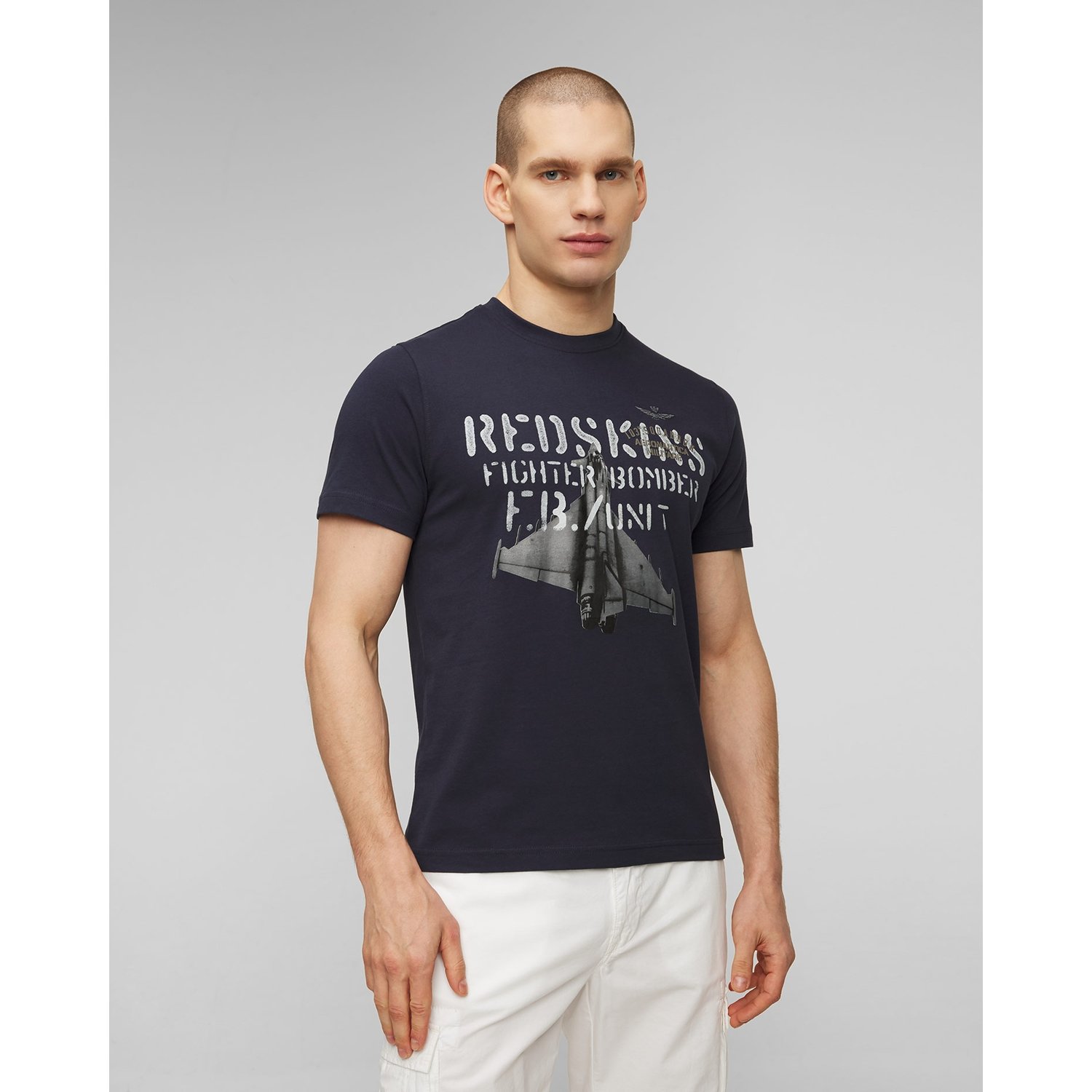 Granatowy T-shirt Męski Aeronautica Militare