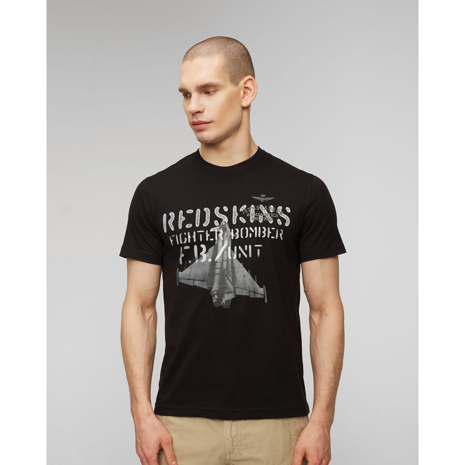 Czarny T-shirt Męski Aeronautica Militare