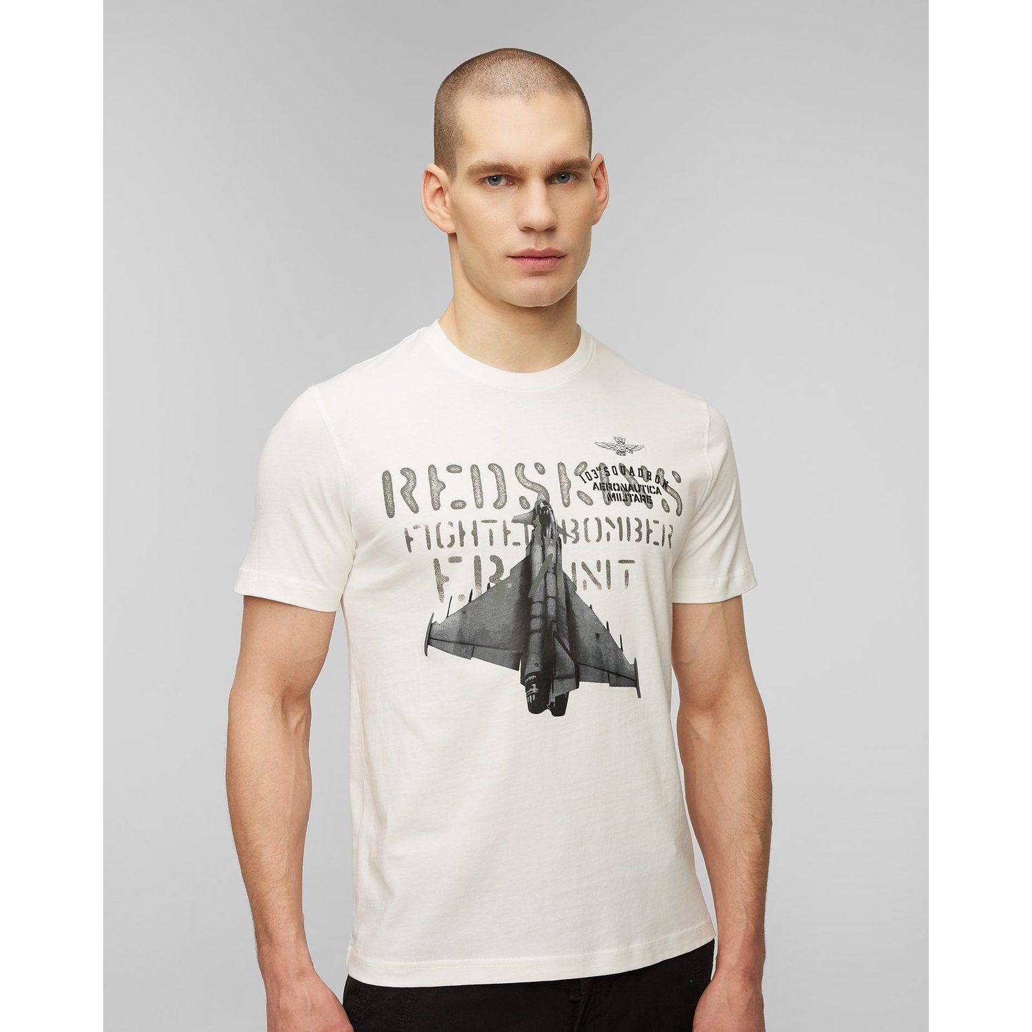 Biały T-shirt Męski Aeronautica Militare
