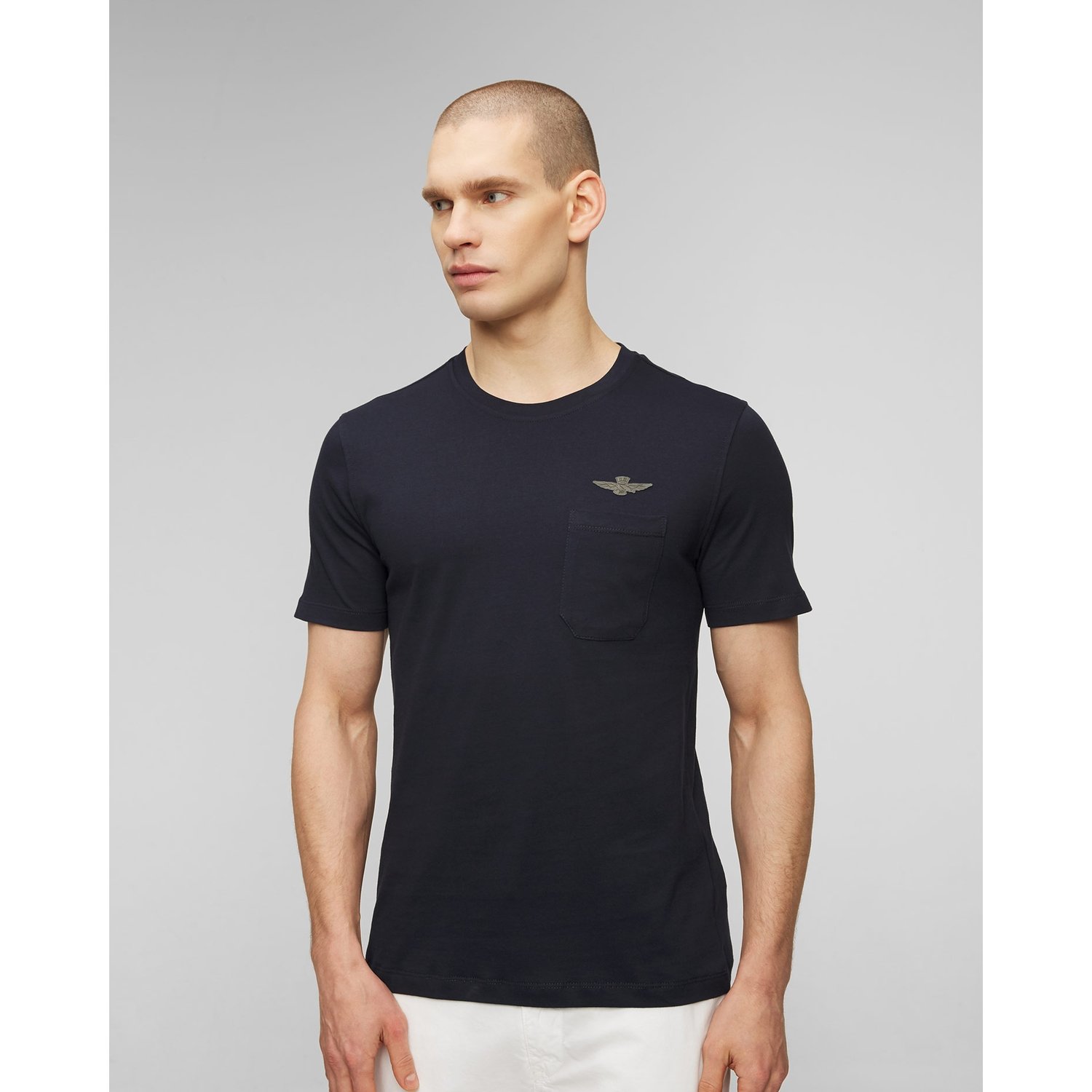 Granatowy T-shirt Męski Aeronautica Militare