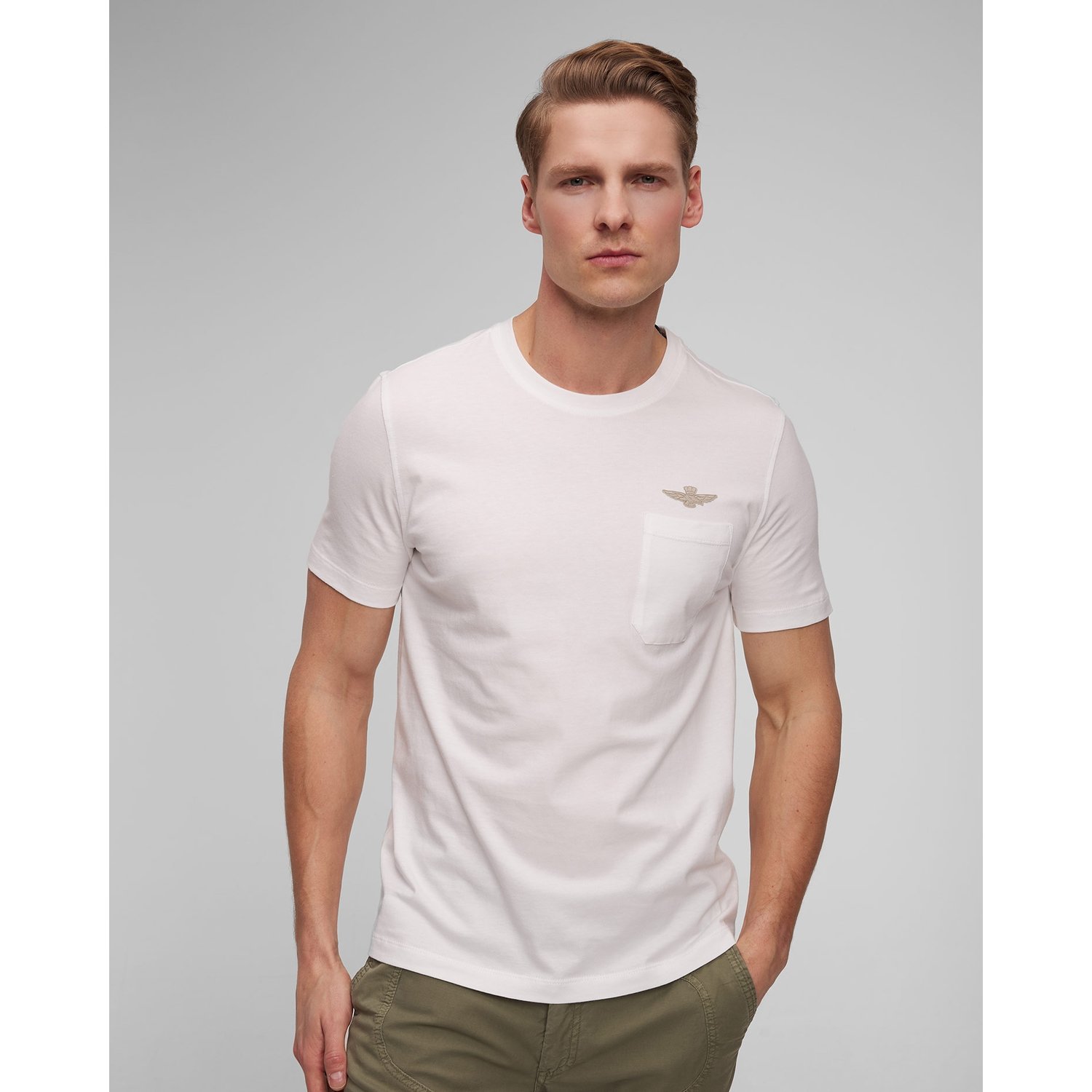 Biały T-shirt Męski Aeronautica Militare