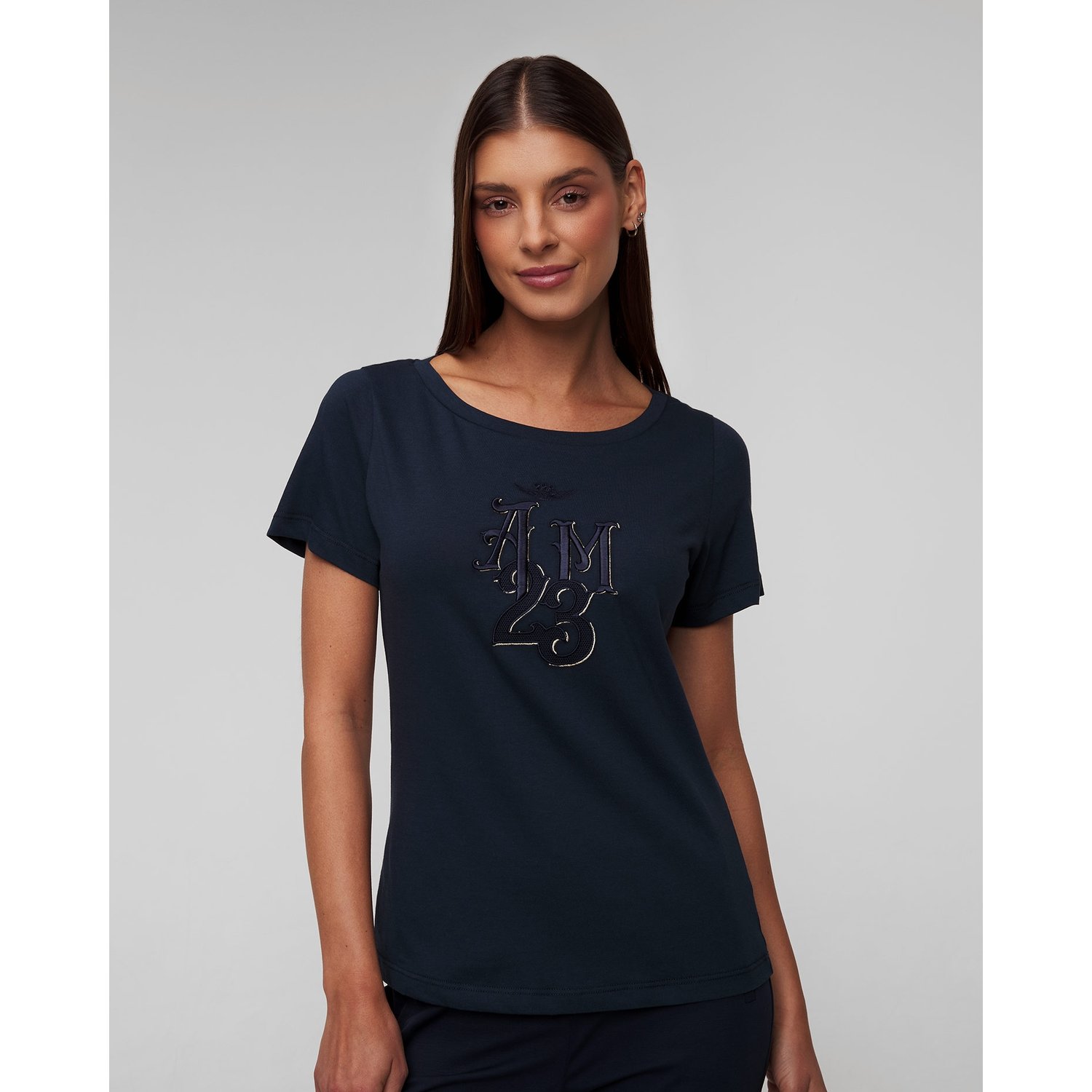 Granatowy T-shirt Damski Aeronautica Militare