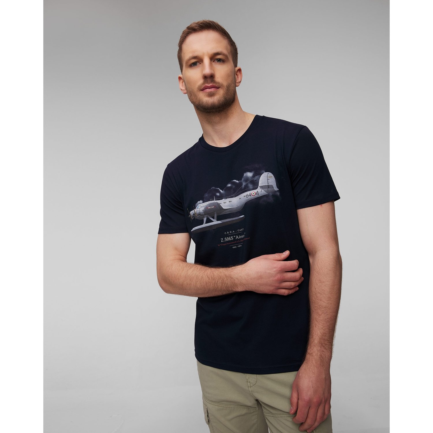 Granatowy T-shirt Męski Aeronautica Militare