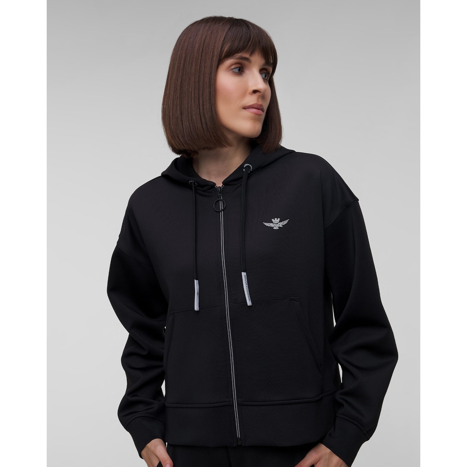 Czarna Bluza Rozpinana Damska Aeronautica Militare