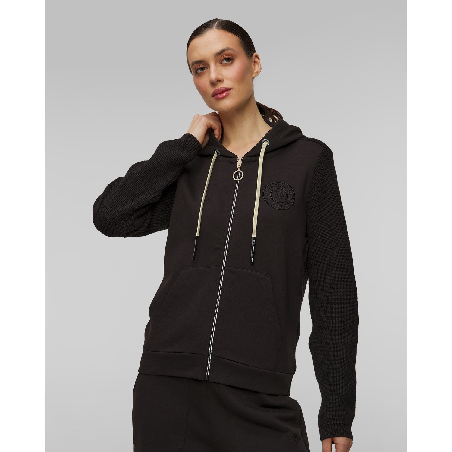Czarna Bluza Z Kapturem Damska Aeronautica Militare
