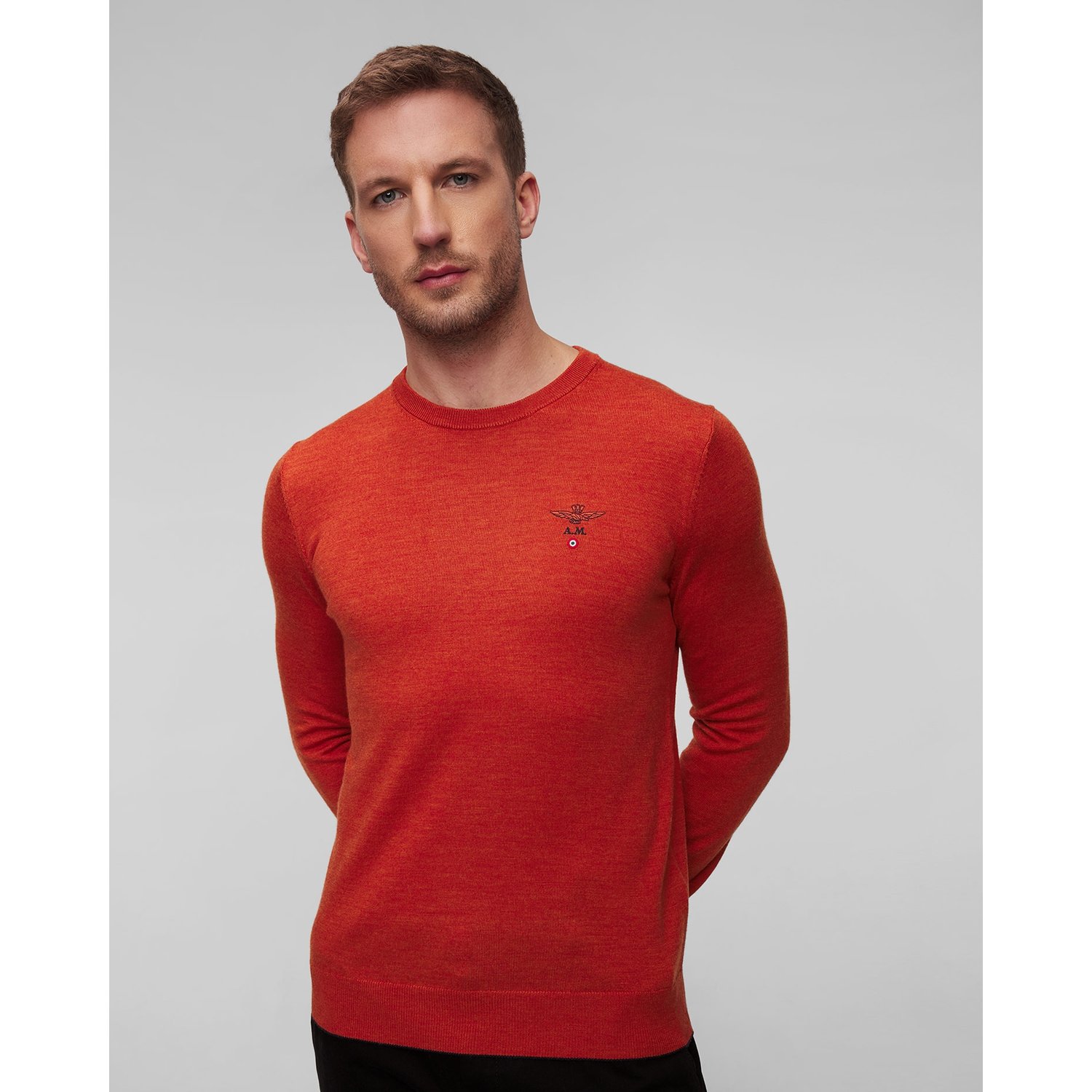 Pomarańczowy Sweter Wełniany Męski Aeronautica Militare