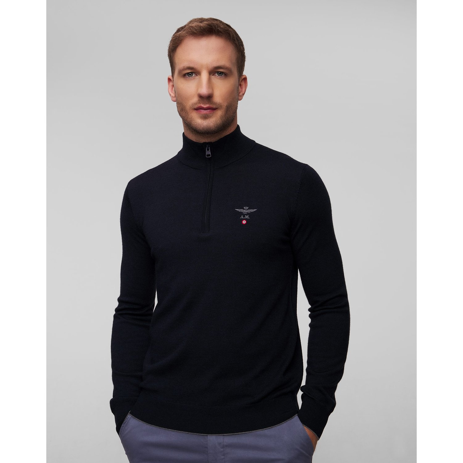 Granatowy Sweter Wełniany Męski Aeronautica Militare