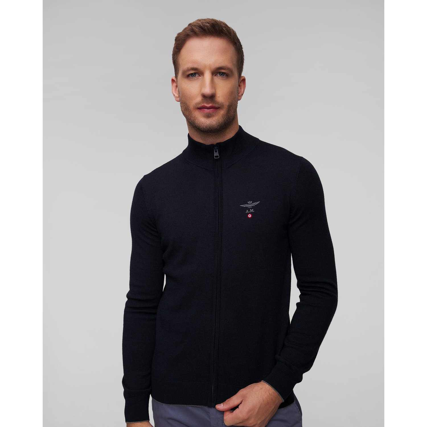 Granatowy Sweter Wełniany Męski Aeronautica Militare