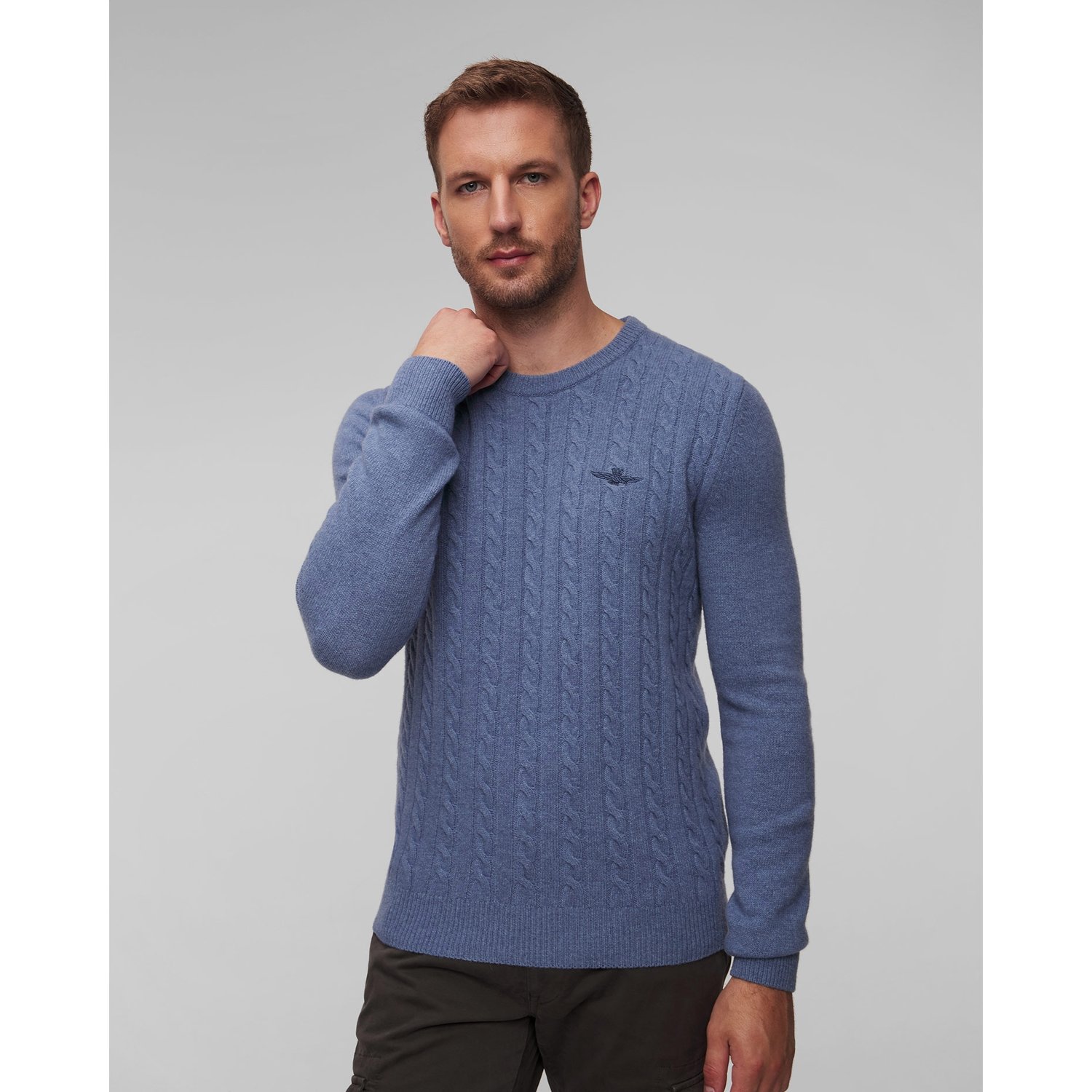 Niebieski Sweter Wełniany Męski Aeronautica Militare