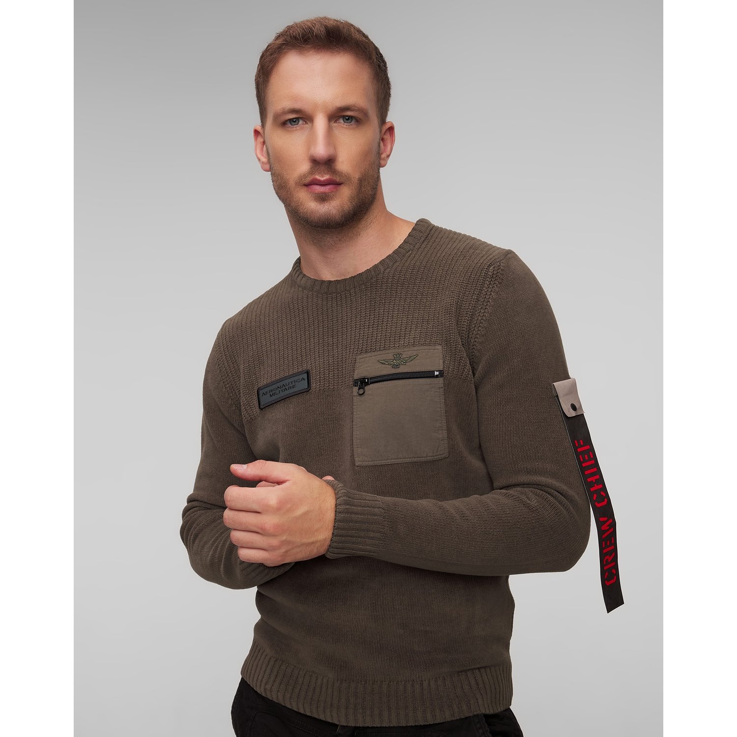 Brązowy Sweter Męski Aeronautica Militare
