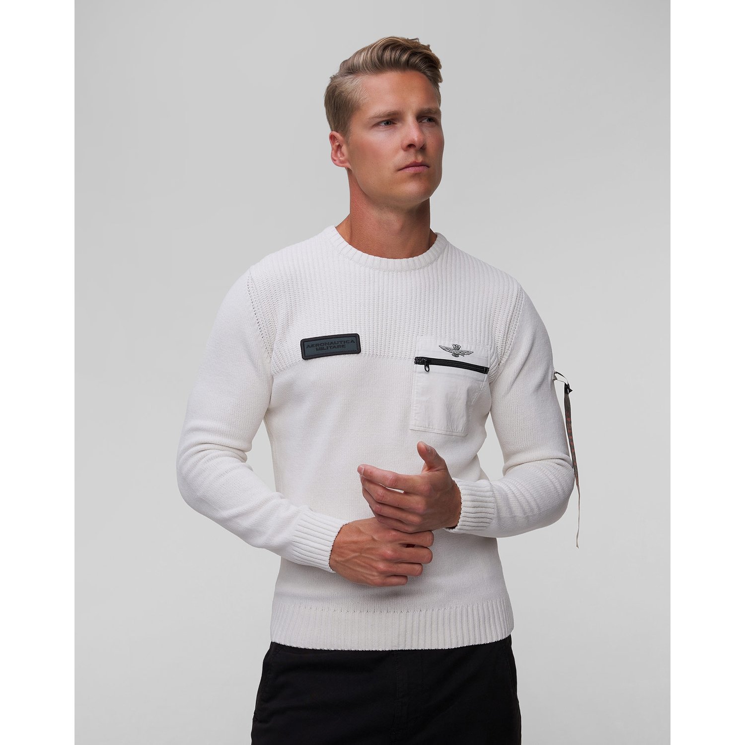 Biały Sweter Męski Aeronautica Militare