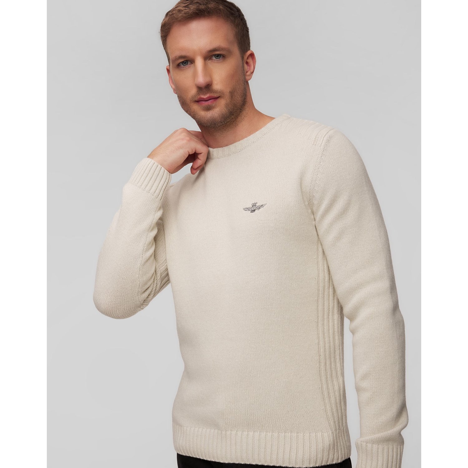 Beżowy Sweter Z Wełną Męski Aeronautica Militare