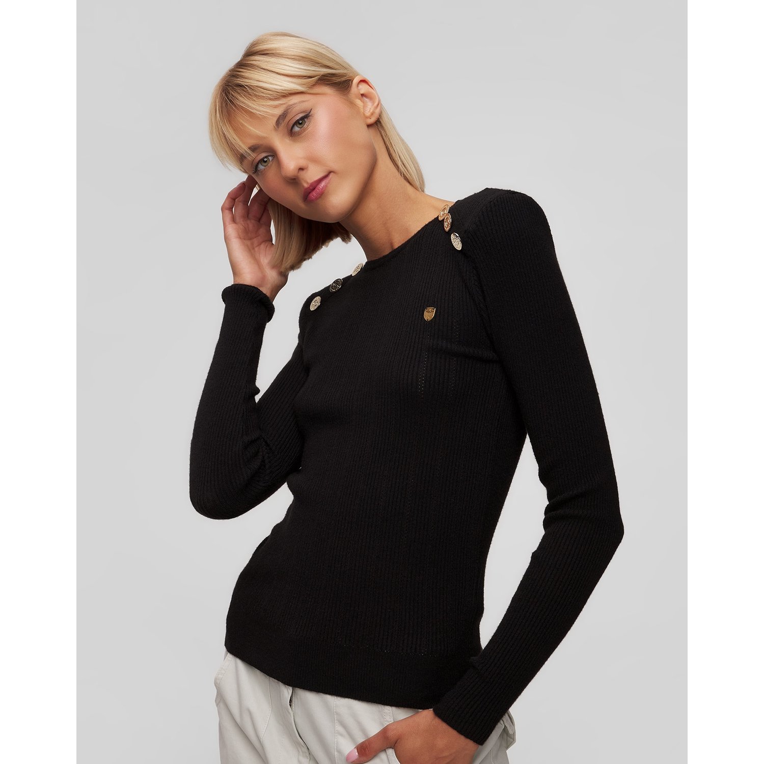 Czarny Sweter Damski Aeronautica Militare