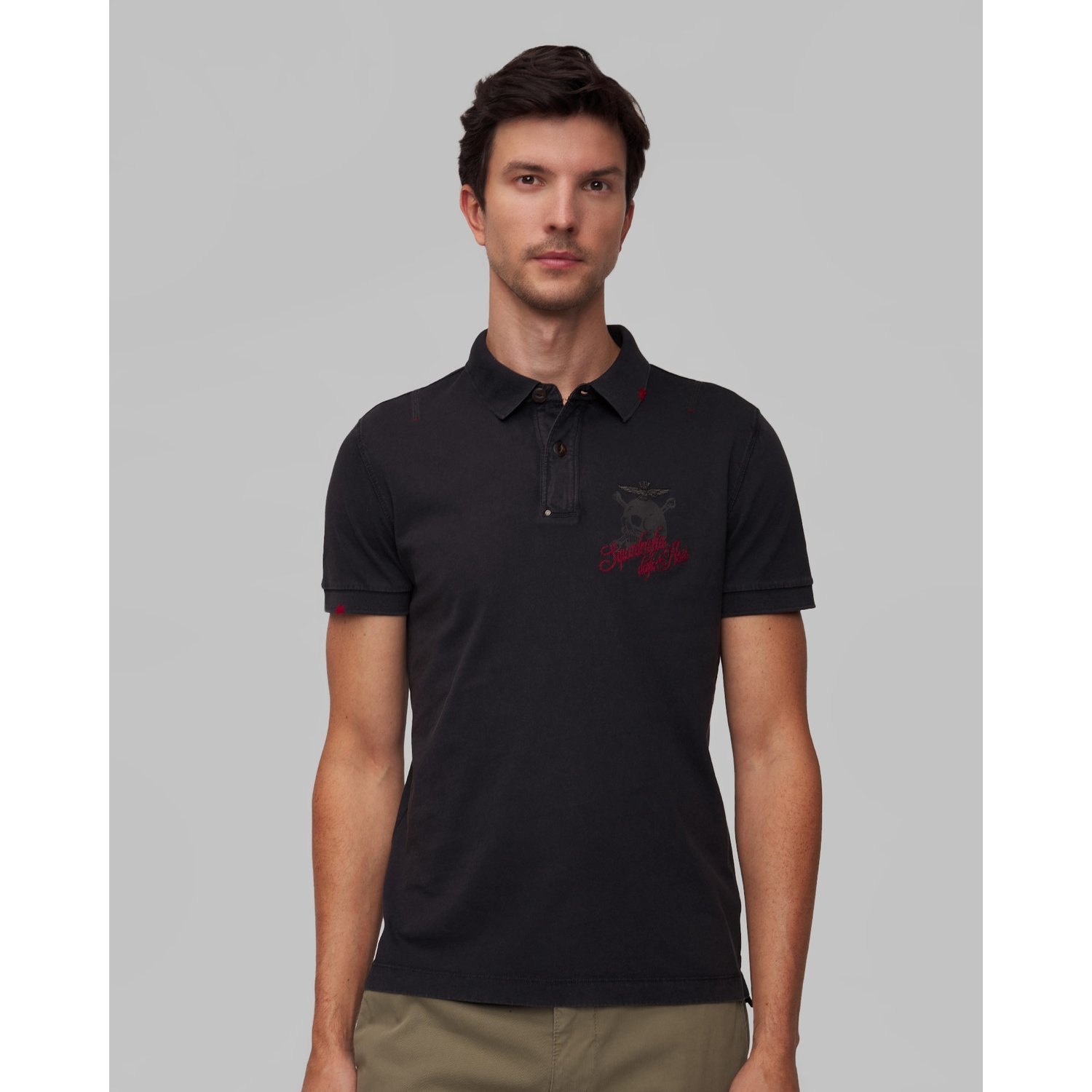 Czarne Polo Męskie Aeronautica Militare