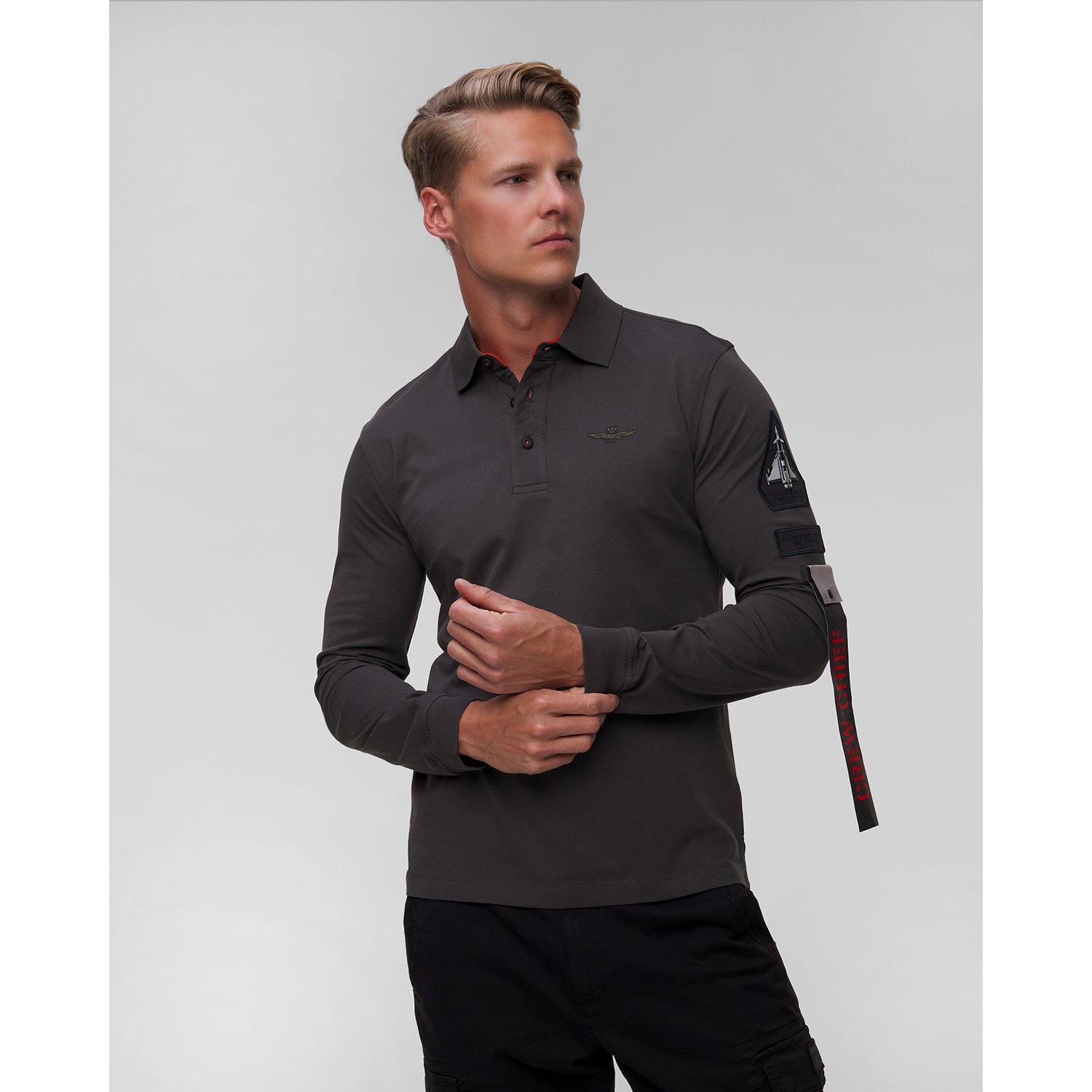 Szary Longsleeve Męski Aeronautica Militare