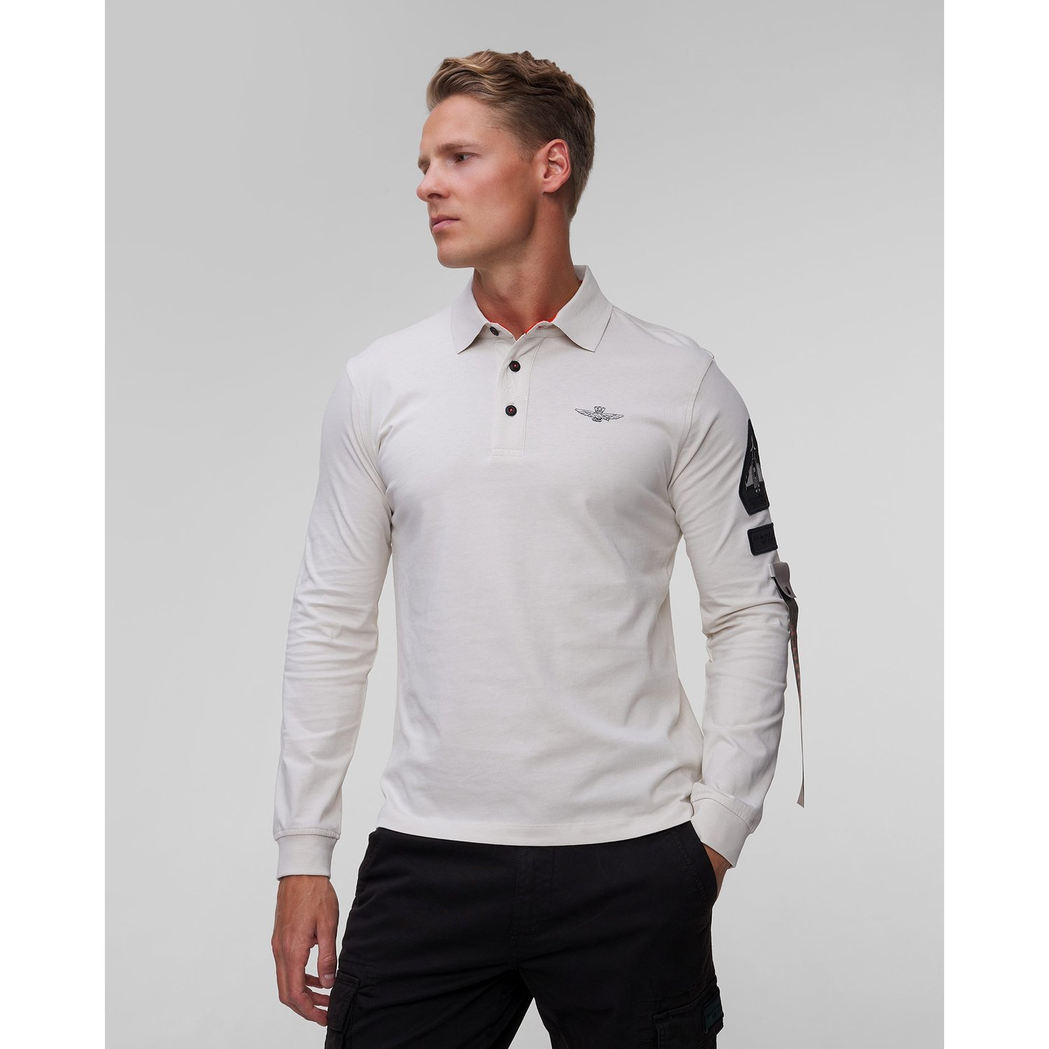 Biały Longsleeve Męski Aeronautica Militare