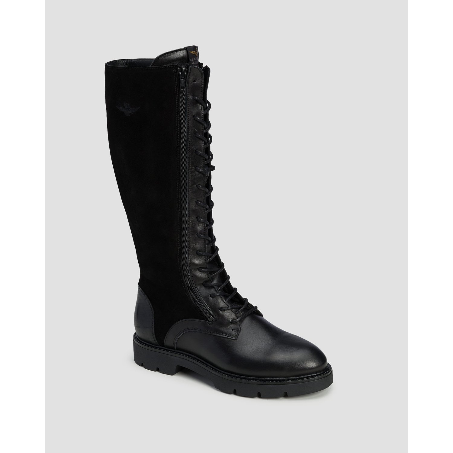 Czarne Buty Skórzane Damskie Aeronautica Militare
