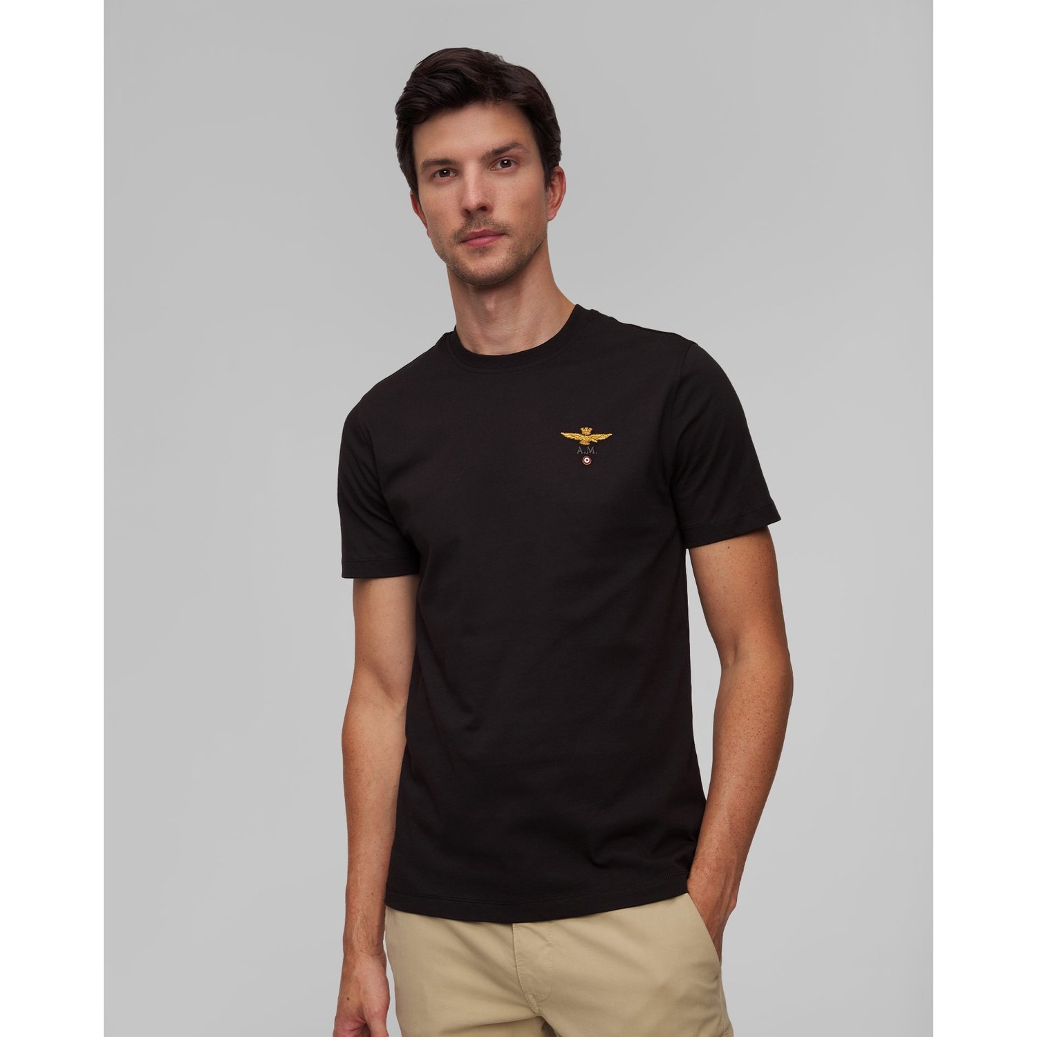 Czarny T-shirt Męski Aeronautica Militare