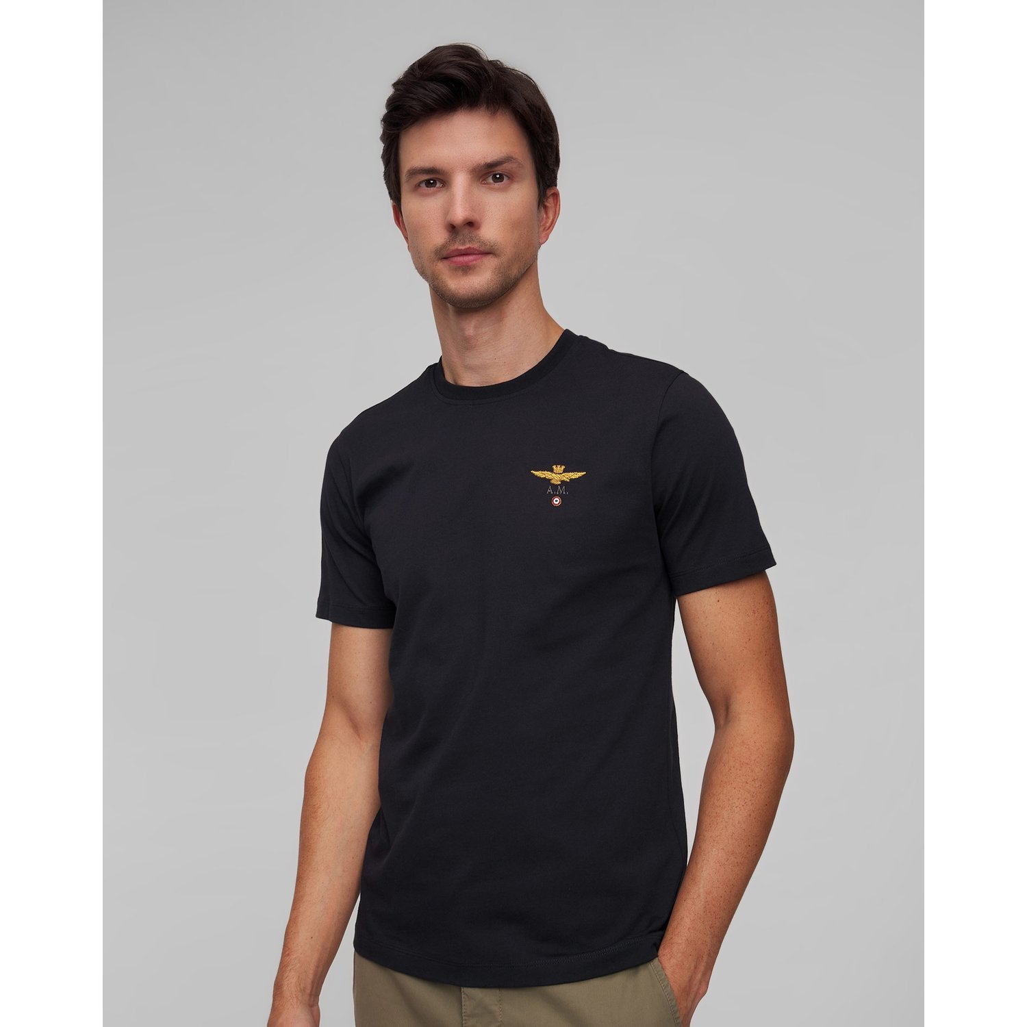 Granatowy T-shirt Męski Aeronautica Militare