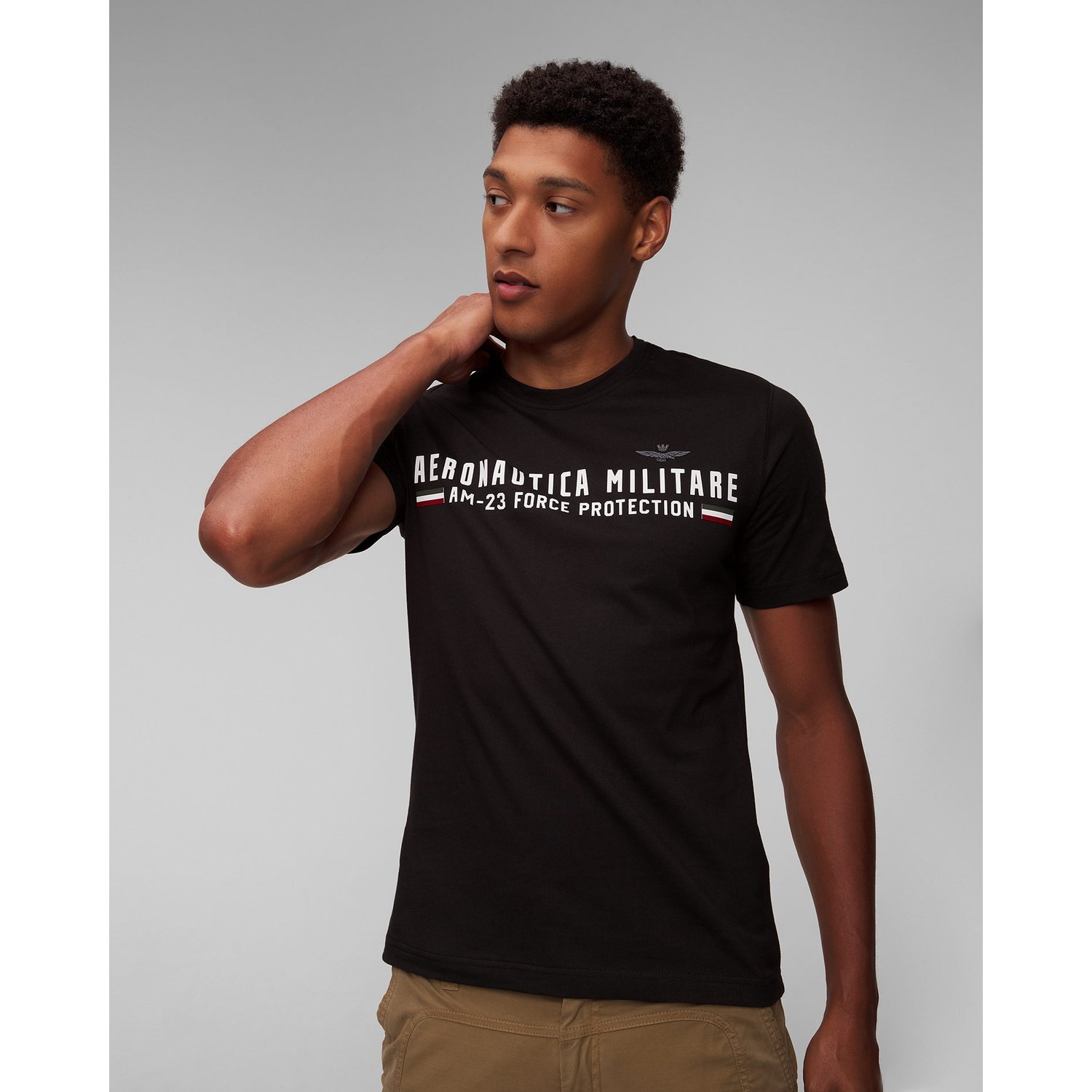 Czarny T-shirt Męski Aeronautica Militare