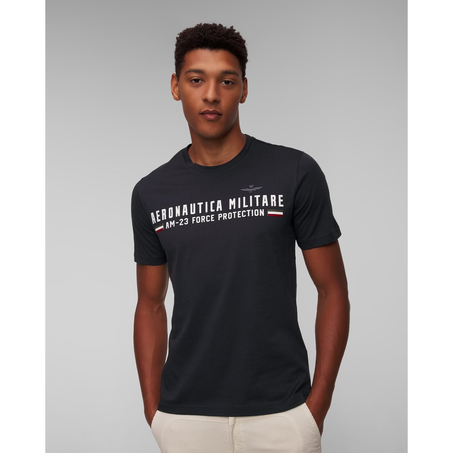 Granatowy T-shirt Męski Aeronautica Militare