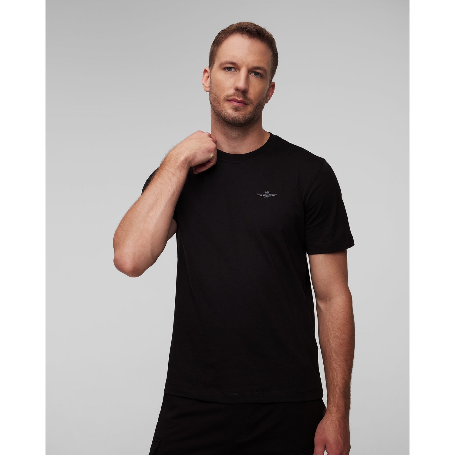 Czarny T-shirt Męski Aeronautica Militare