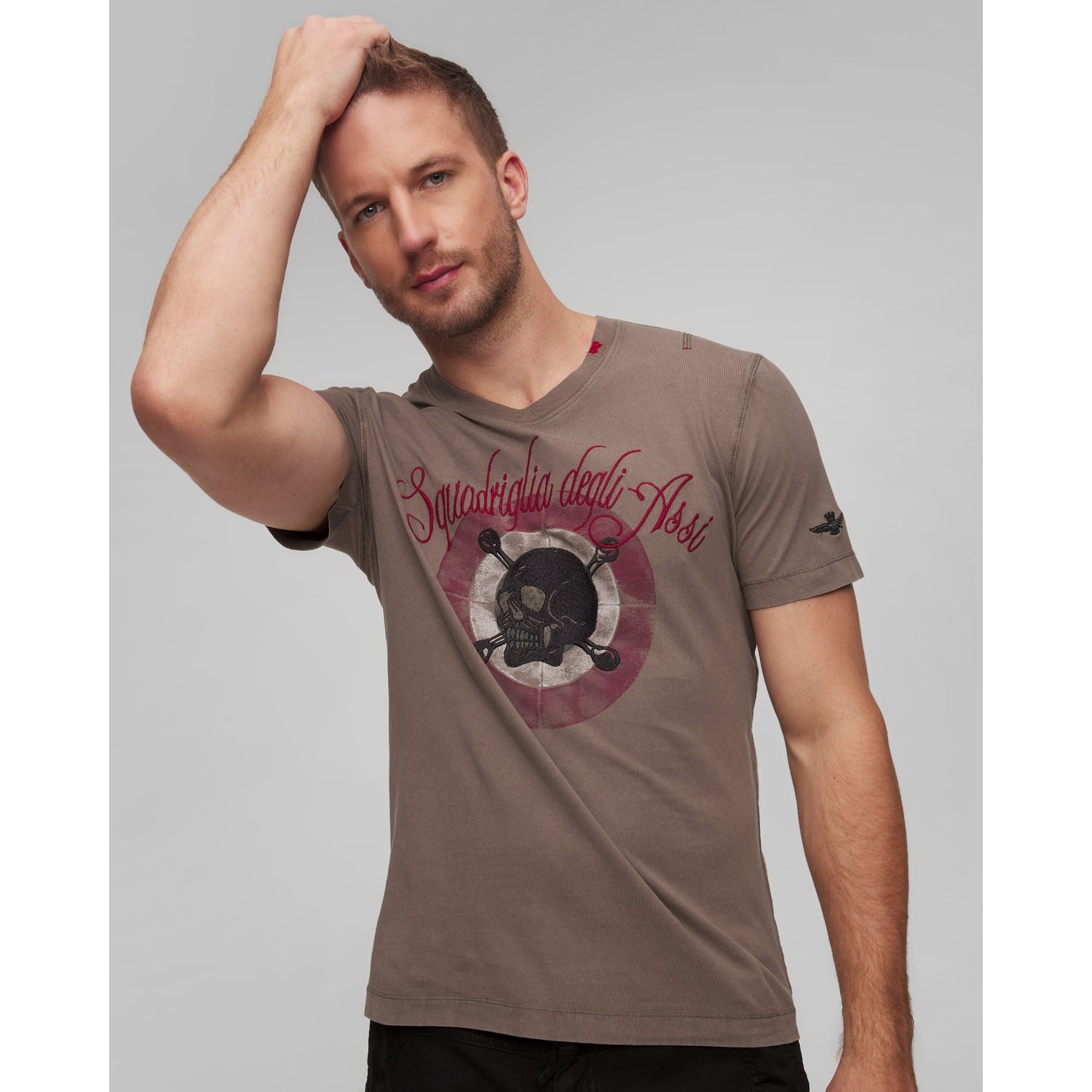 Zielony T-shirt Męski Aeronautica Militare