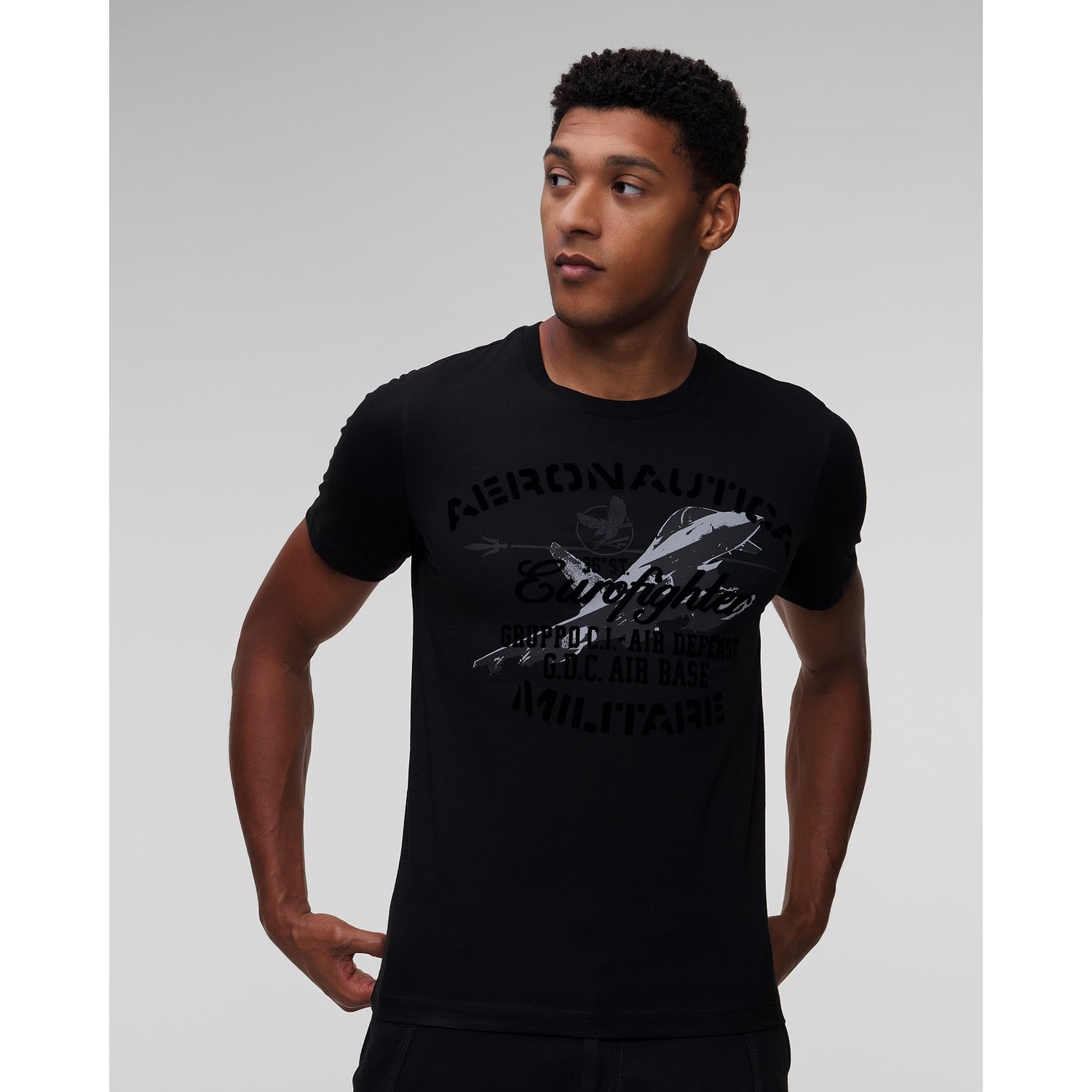 Czarny T-shirt Męski Aeronautica Militare