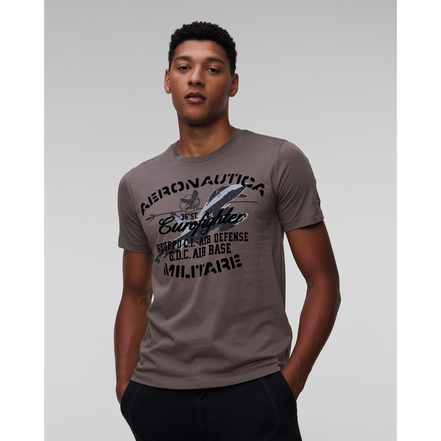 Szary T-shirt Męski Aeronautica Militare