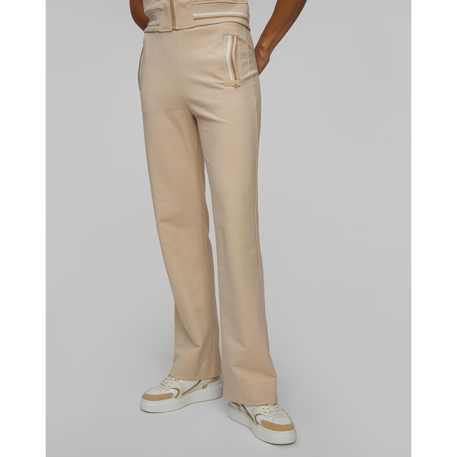 Beżowe Spodnie Dresowe Damskie Aeronautica Militare