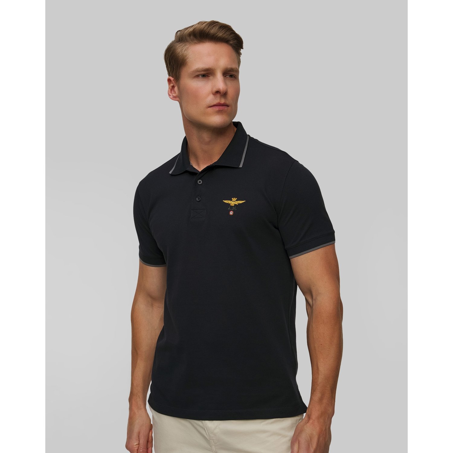 Granatowe Polo Męskie Aeronautica Militare